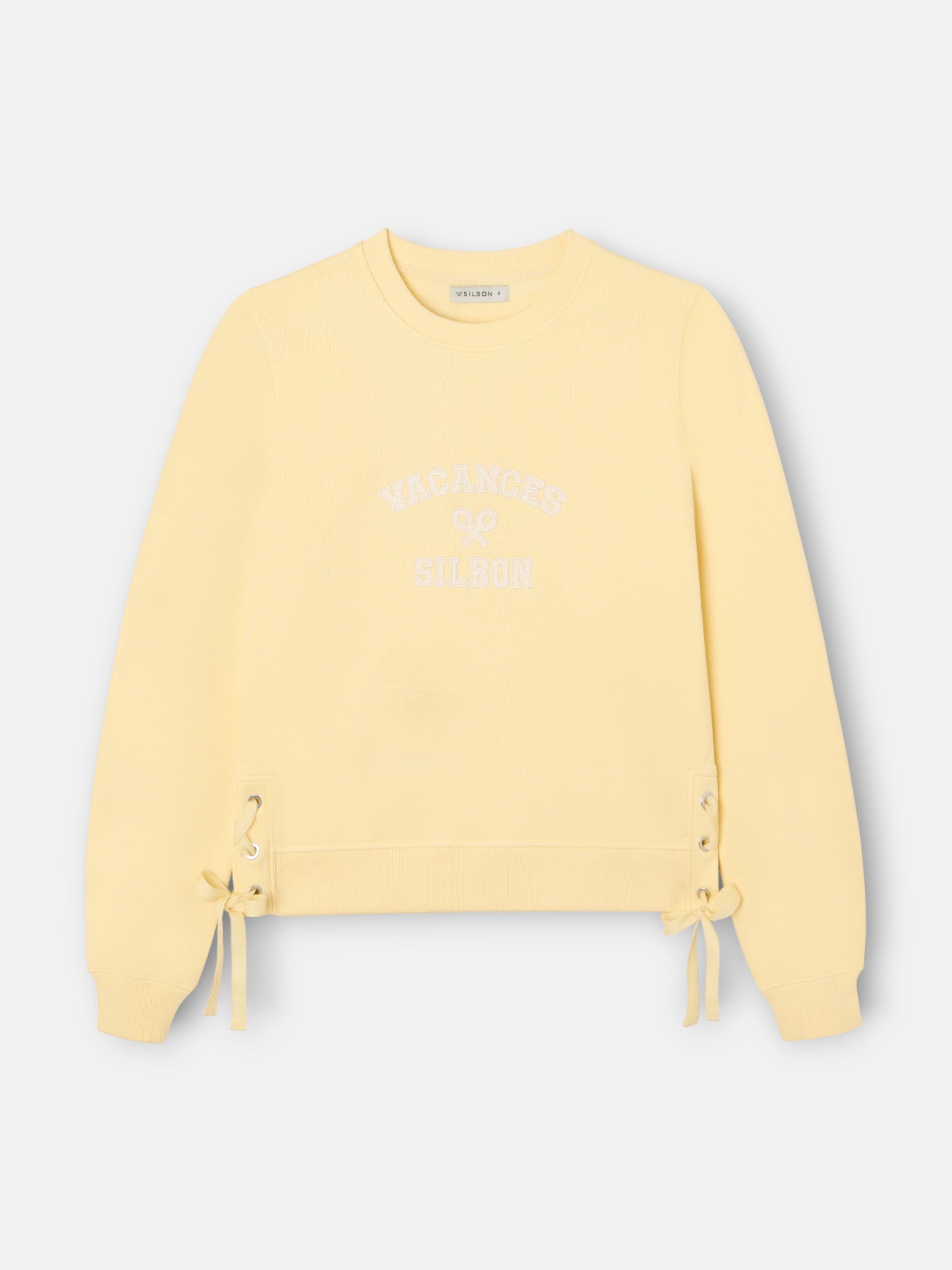 Sudadera woman detalle cuerdas amarilla