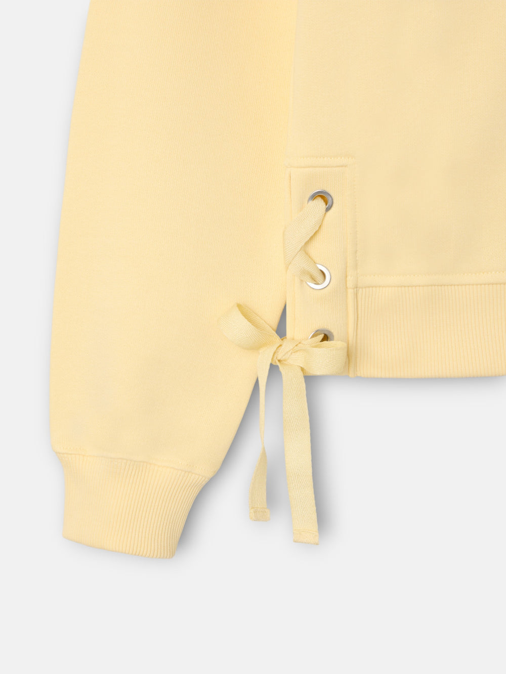 Sudadera woman detalle cuerdas amarilla