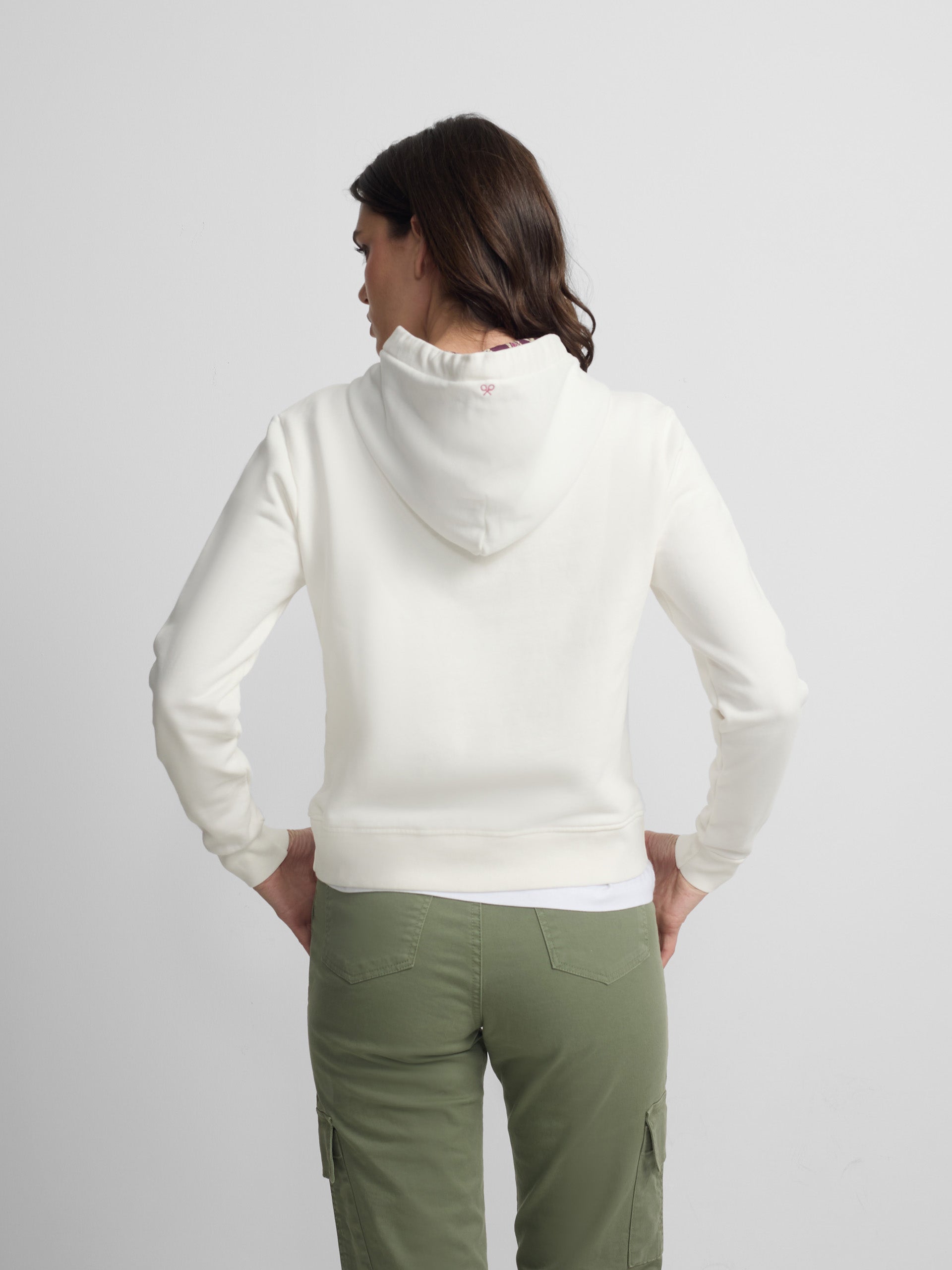 Women's hoodie with raw ikat pattern