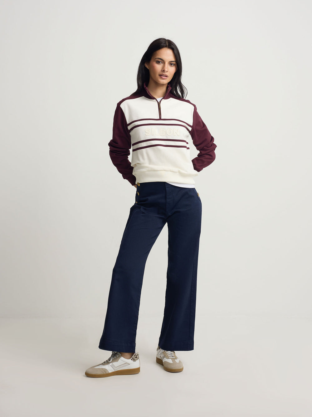Sudadera woman cremallera silbon granate