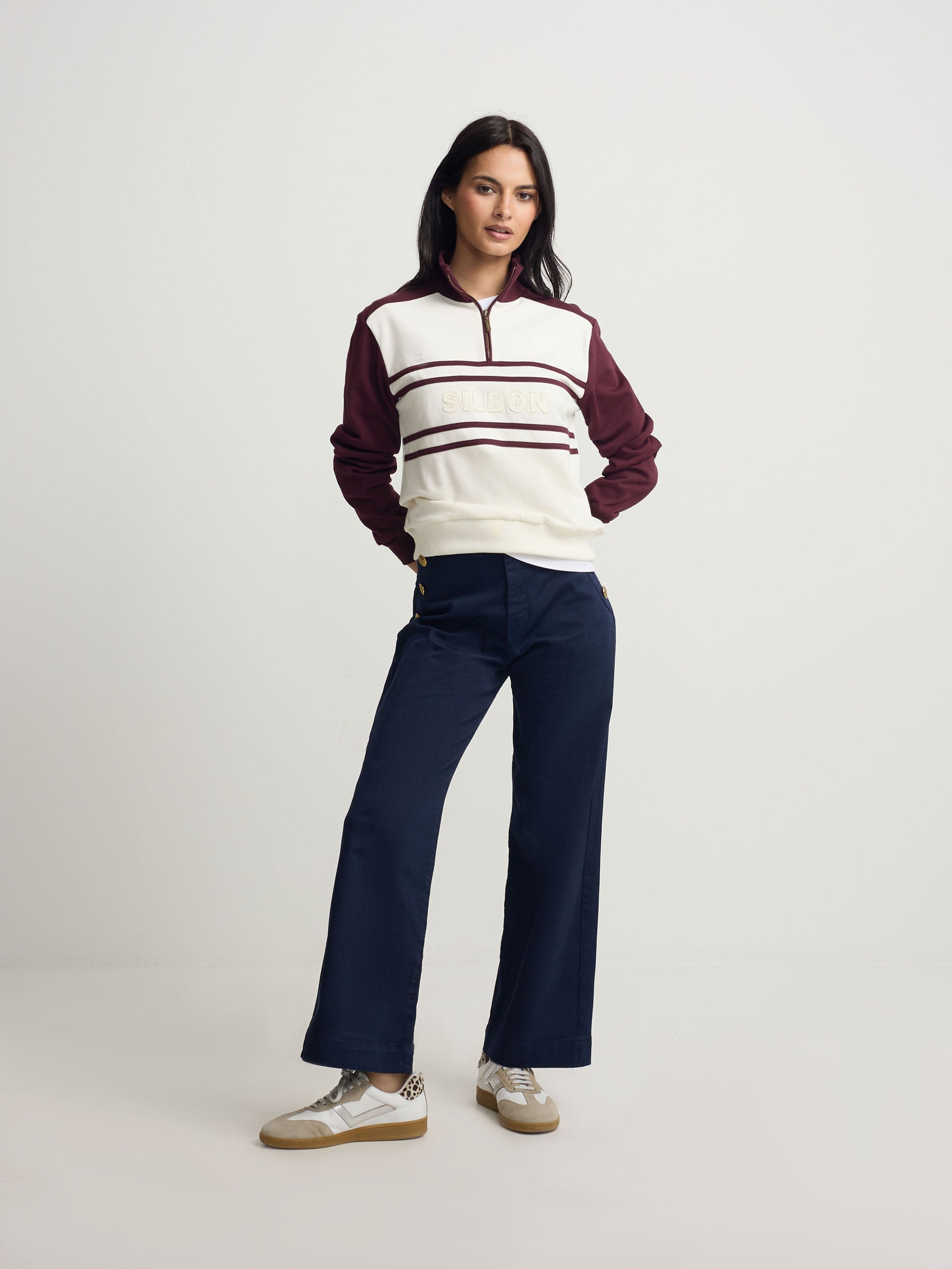 Sudadera woman cremallera silbon granate
