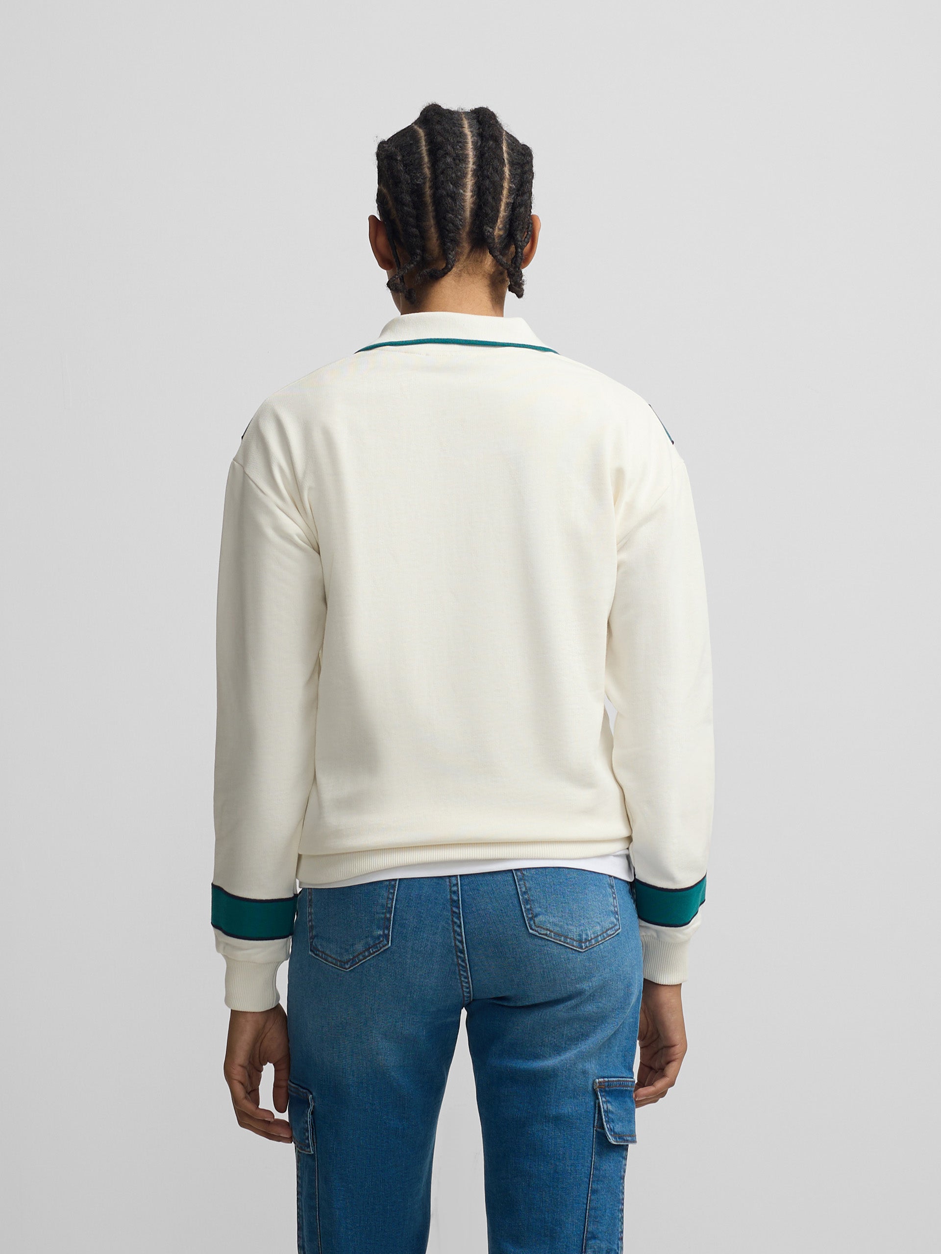 Sweatshirt retro verde e cru mulher