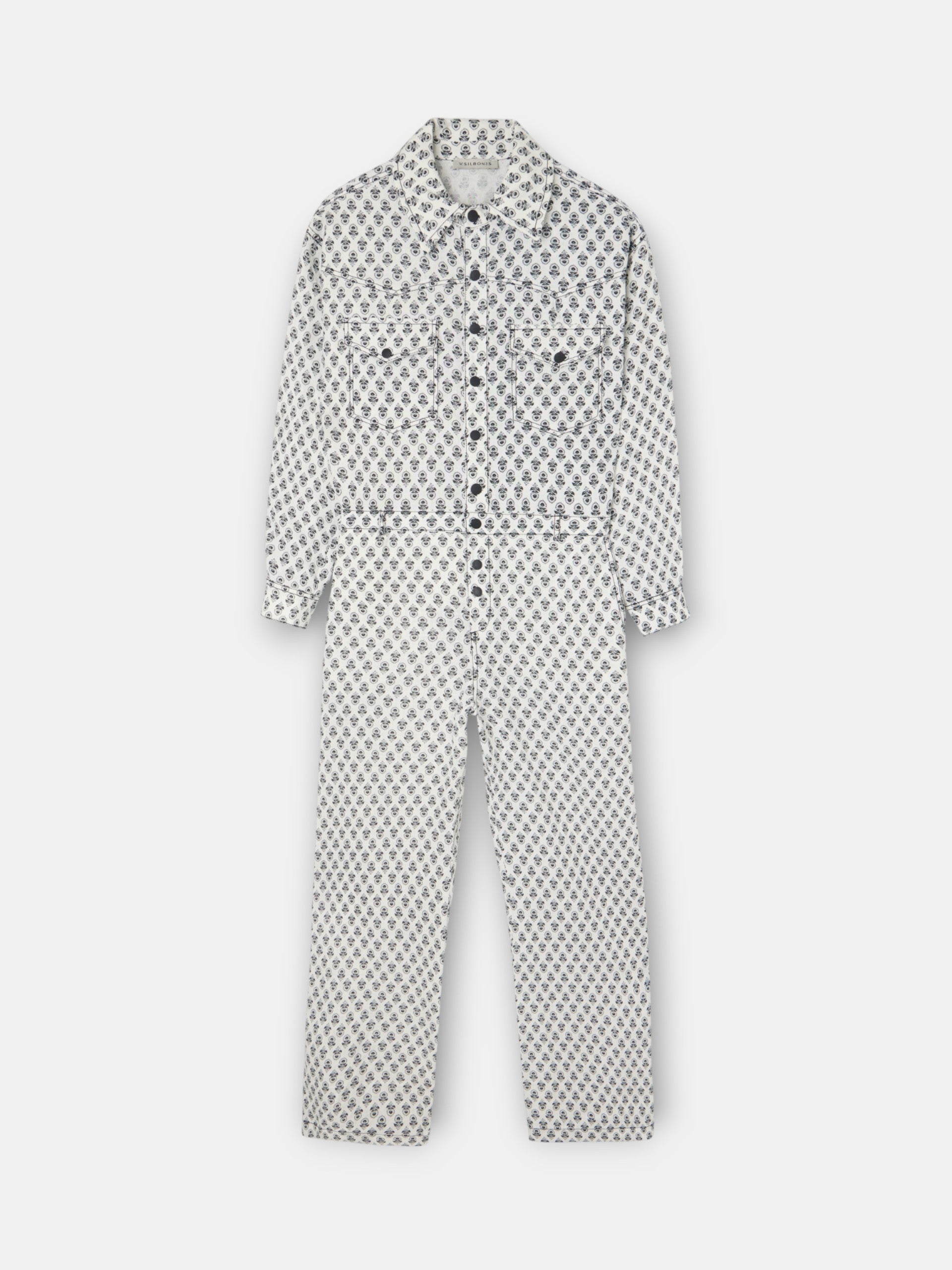 Combinaison en lin imprimé blanc