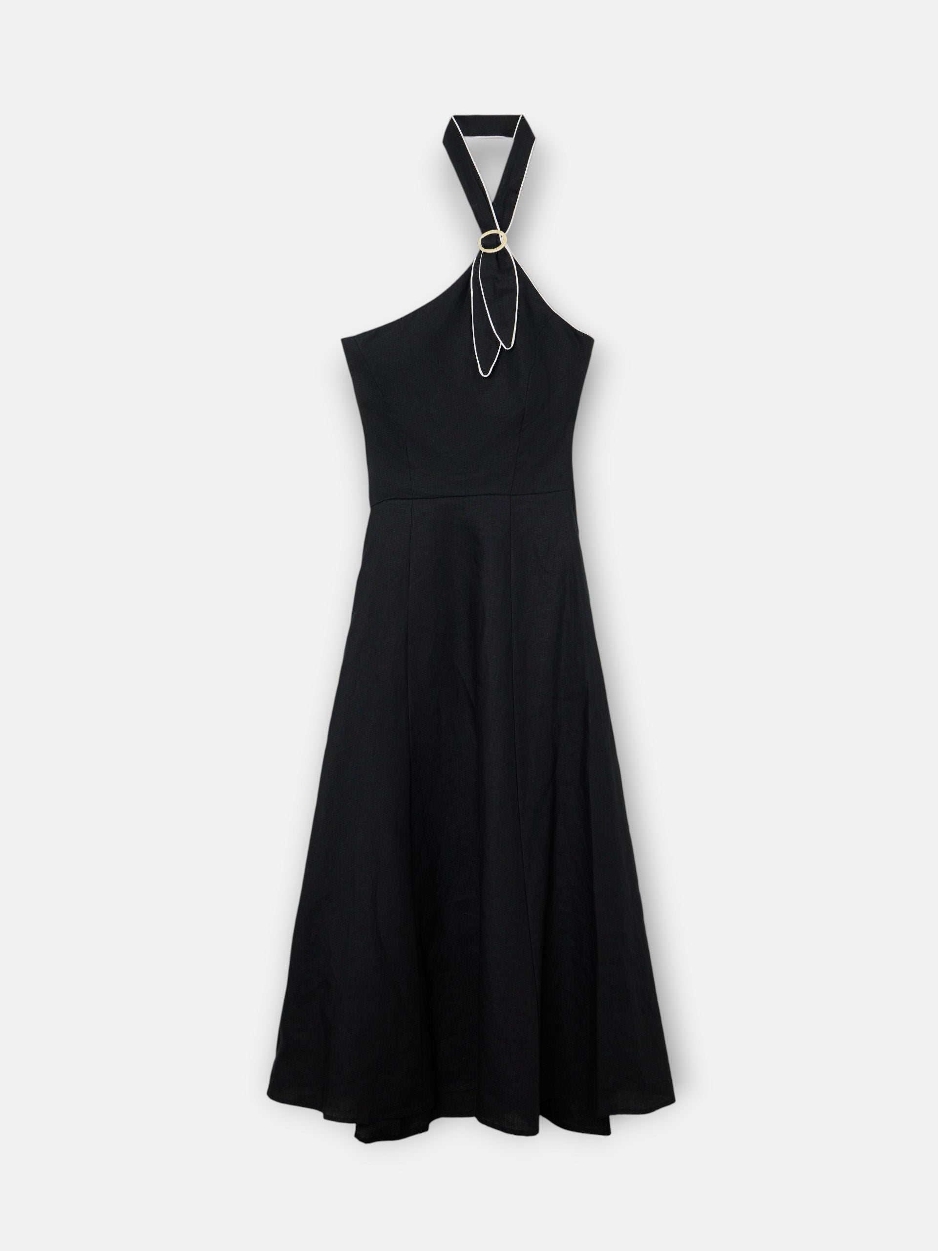 Vestido largo hebilla lino