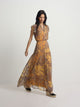 Midi flared dress with orange print