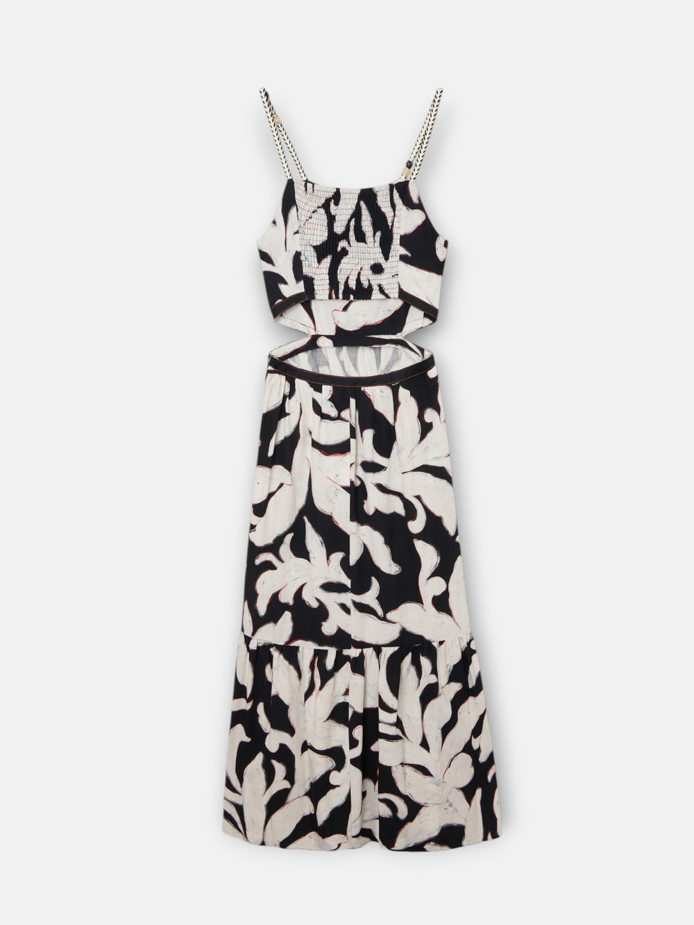 Black floral print cut-out dress