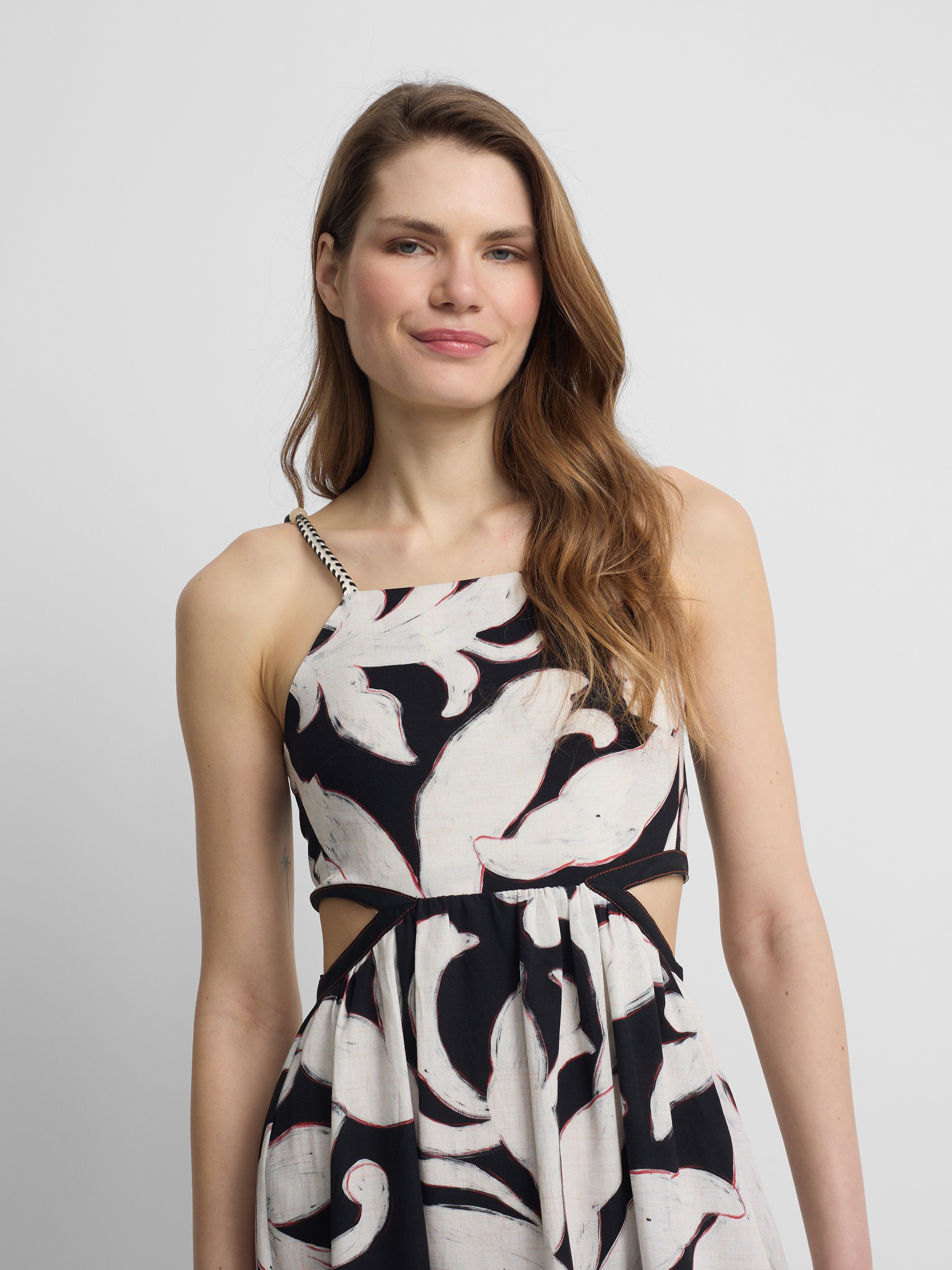 Robe découpée à imprimé floral noir