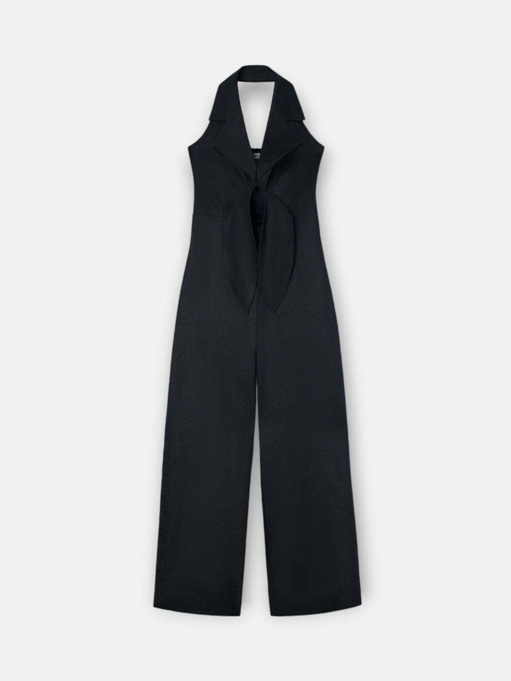 Black linen halter jumpsuit
