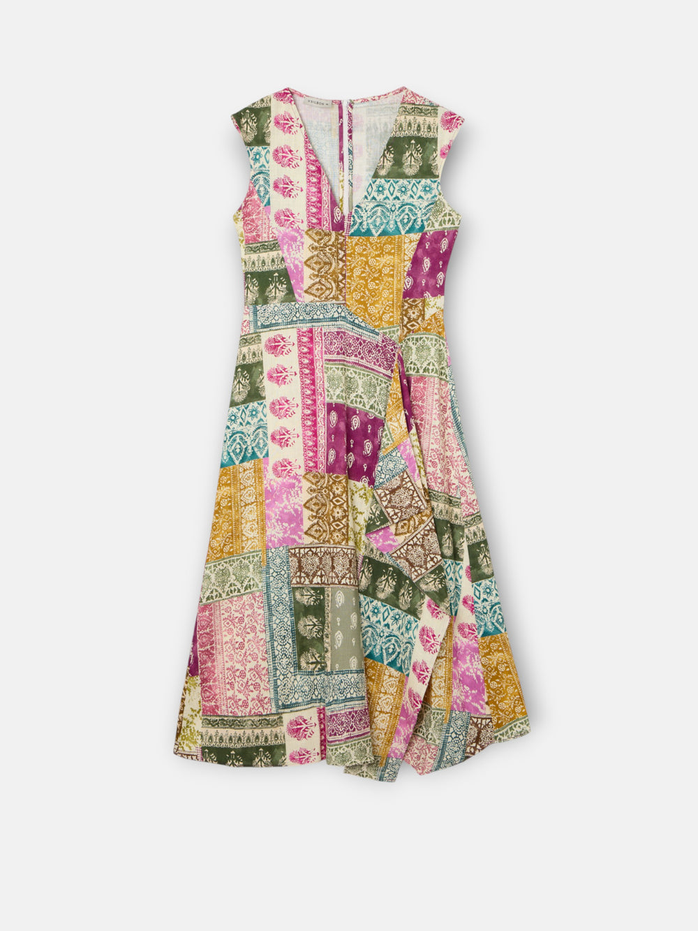 Midi dress with patchwork print in colors