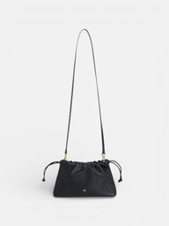 Sac plissé en cuir avec détail chaîne noir