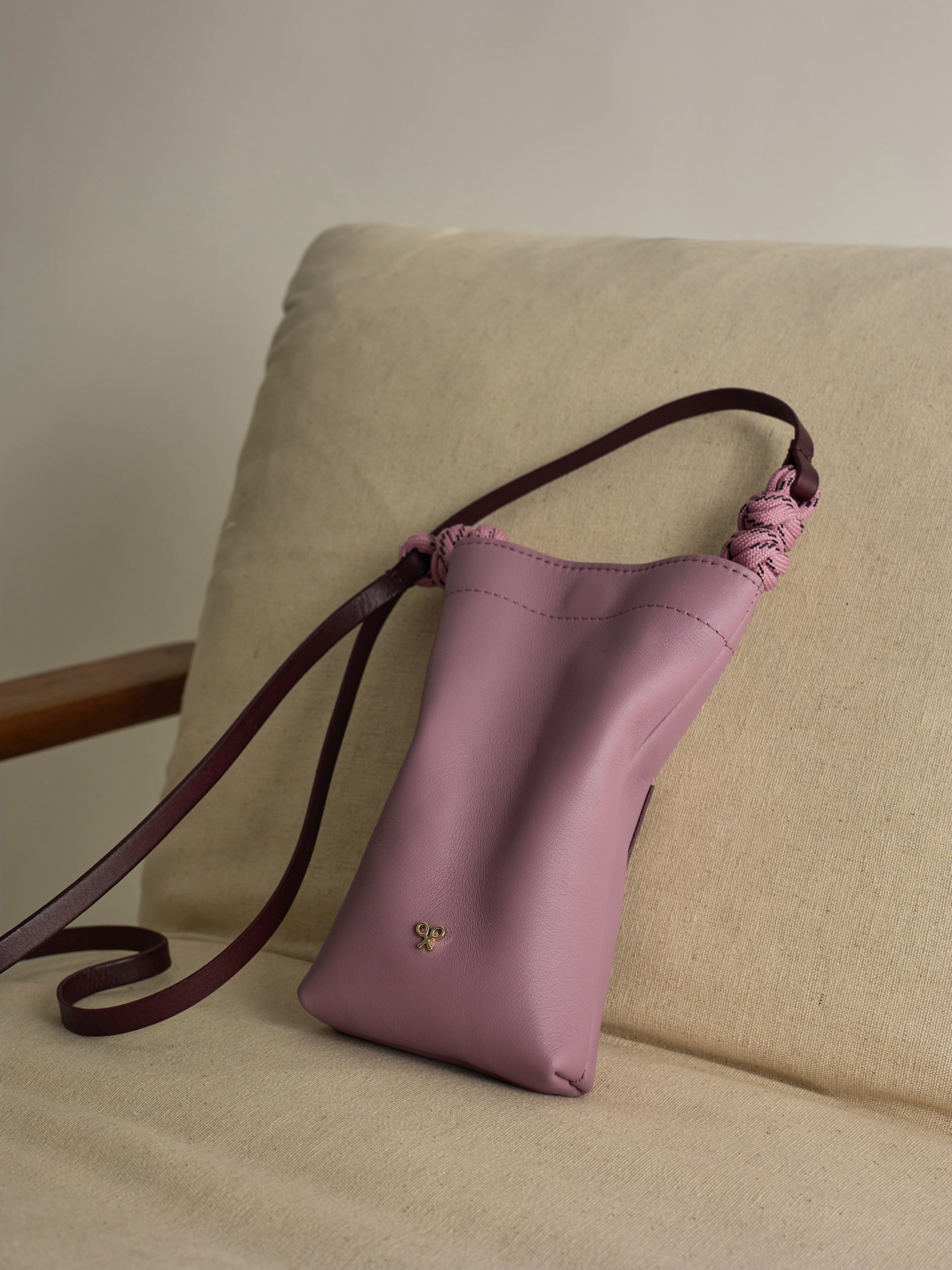 Minibolso nudo rosa y burdeos