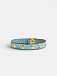 Aqua green leather bracelet with logo and studs