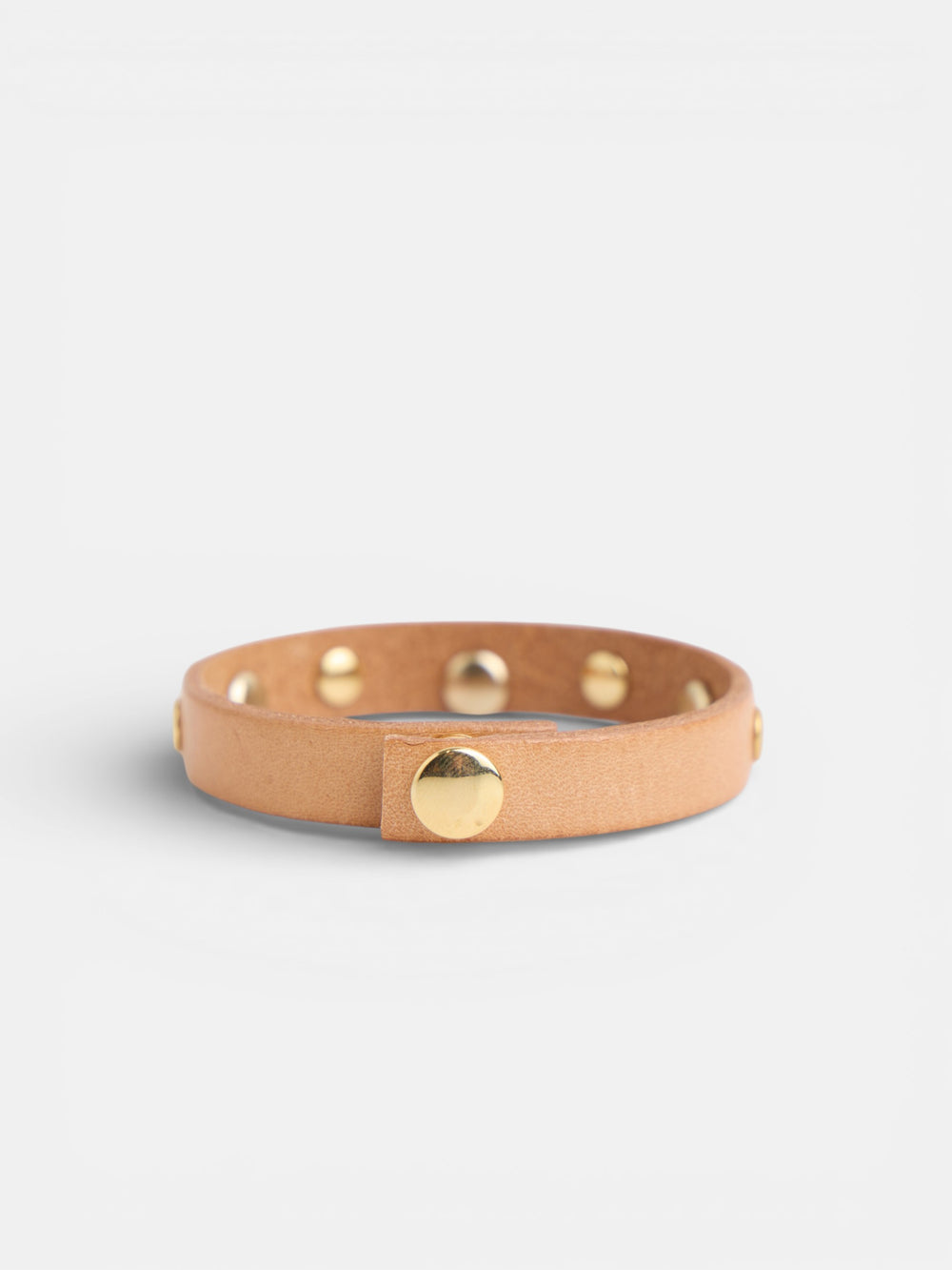 Bracelet en cuir avec logo et clous naturel