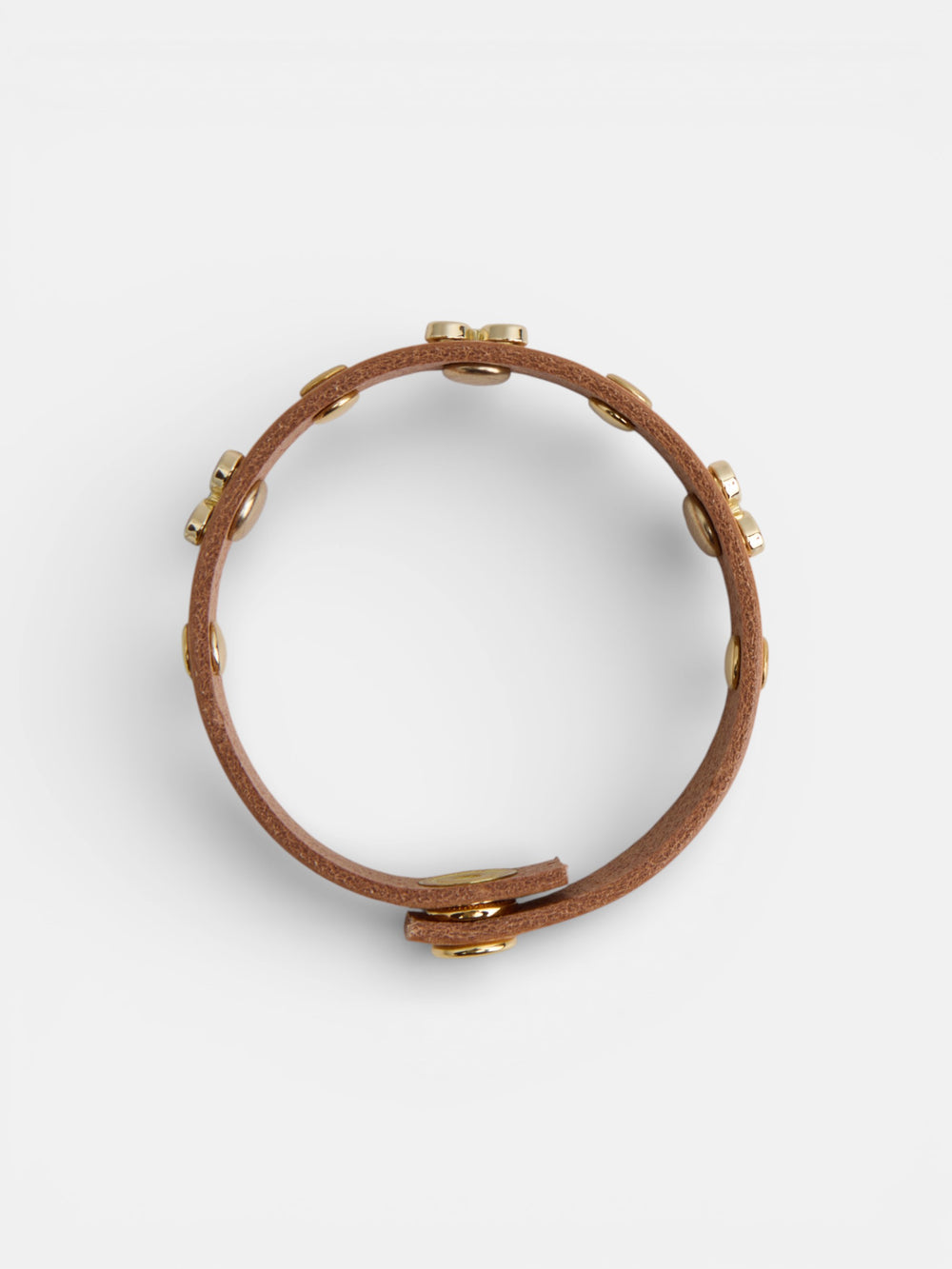 Bracelet en cuir avec logo et clous naturel
