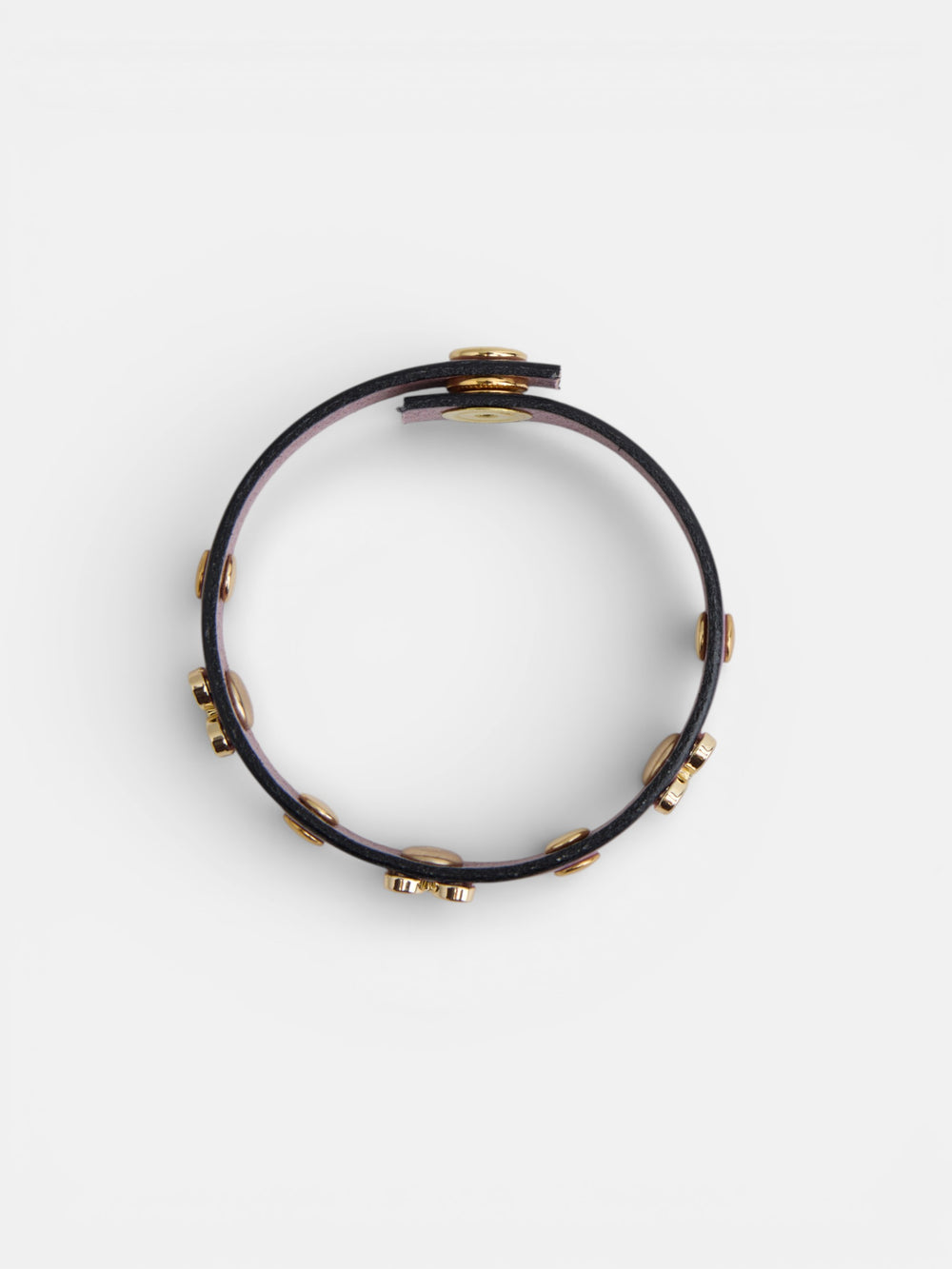 Bracelet en cuir avec logo et clous mauve