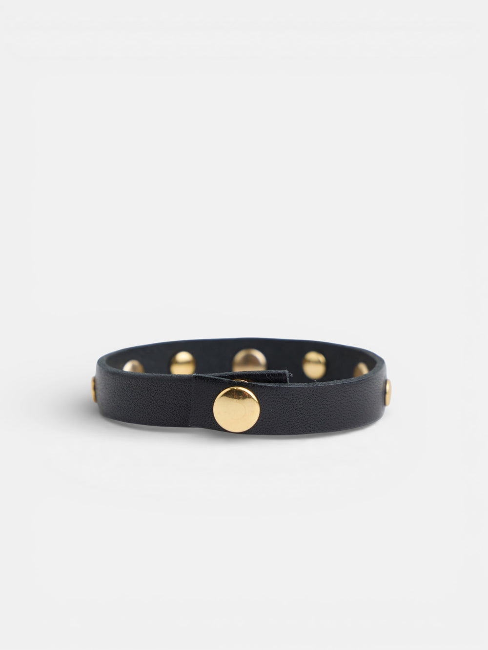 Bracelet en cuir avec logo et clous noir