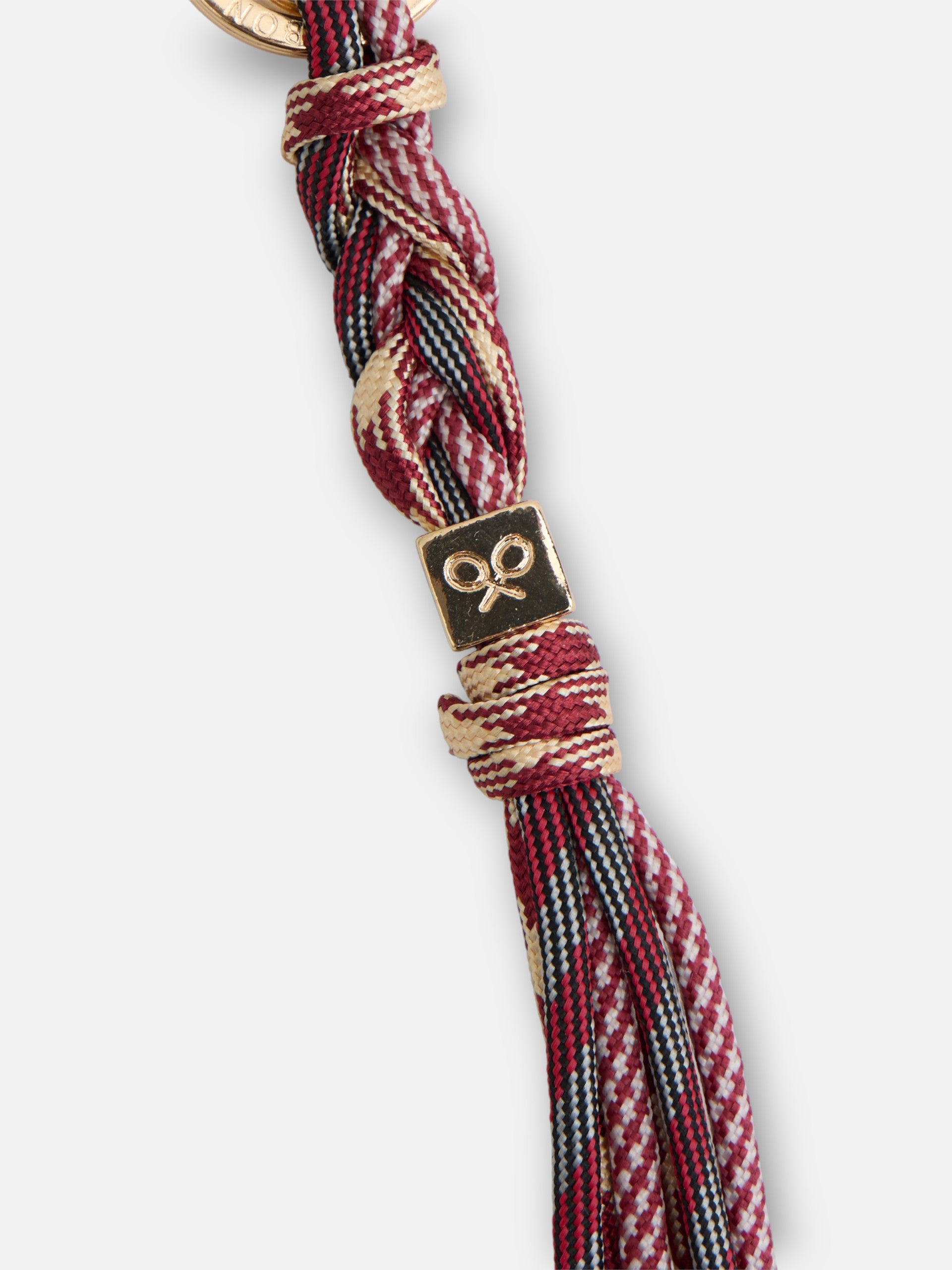 Golden and burgundy rope keychain