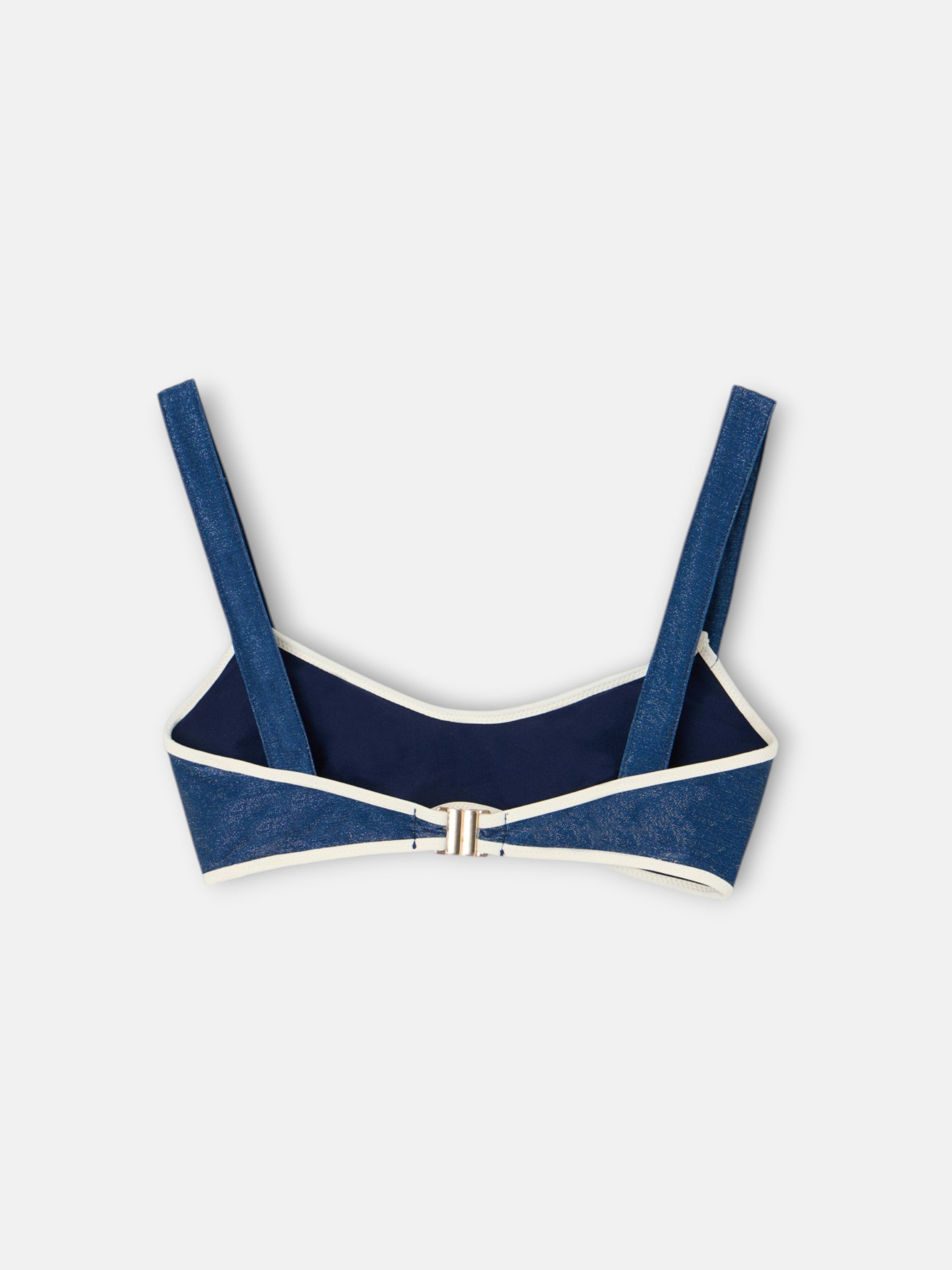 Top bikini marinero lurex azul