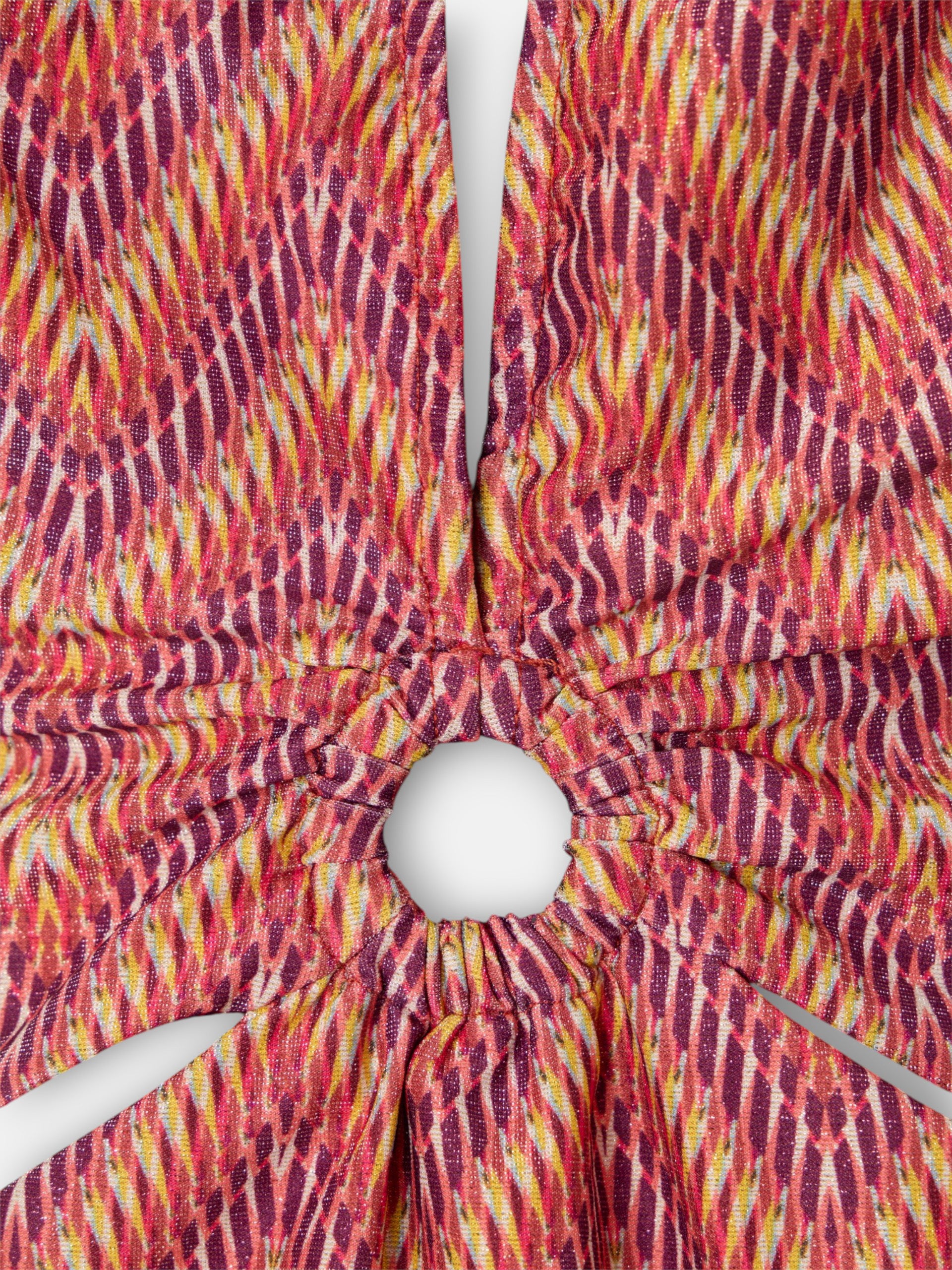 Halter swimsuit with rose herringbone