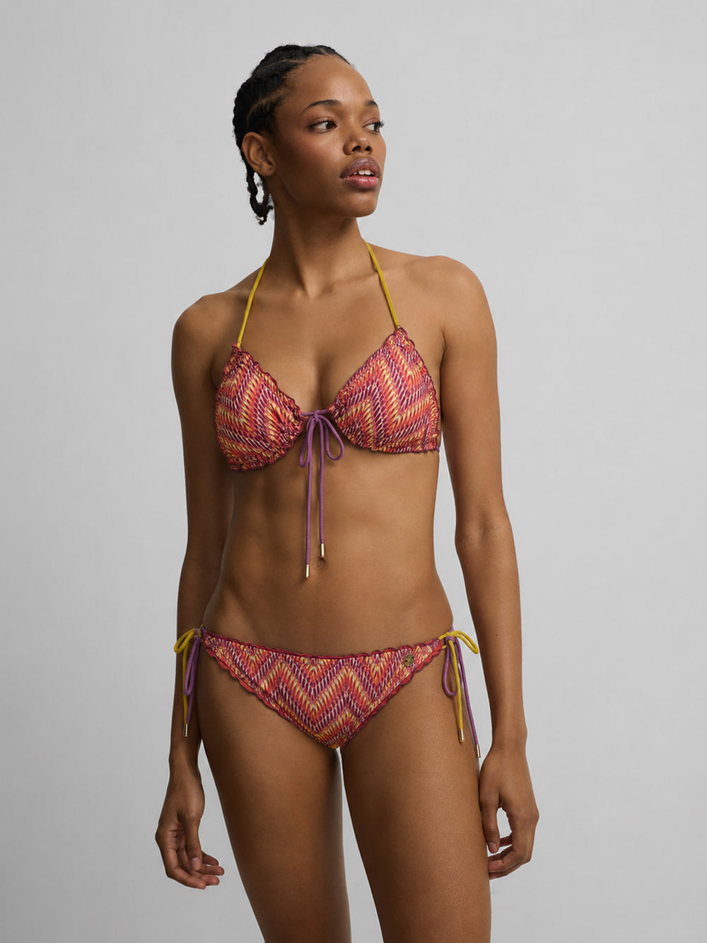 Top bikini espiga rosas