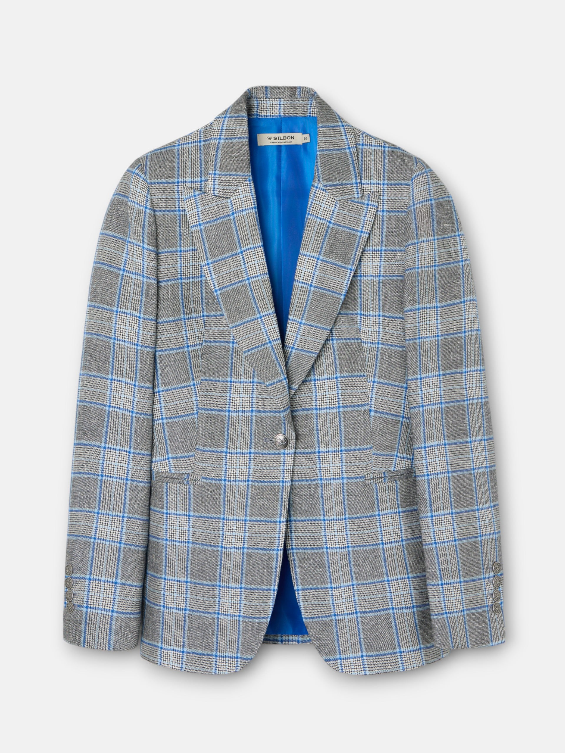 Veste classique à carreaux marine