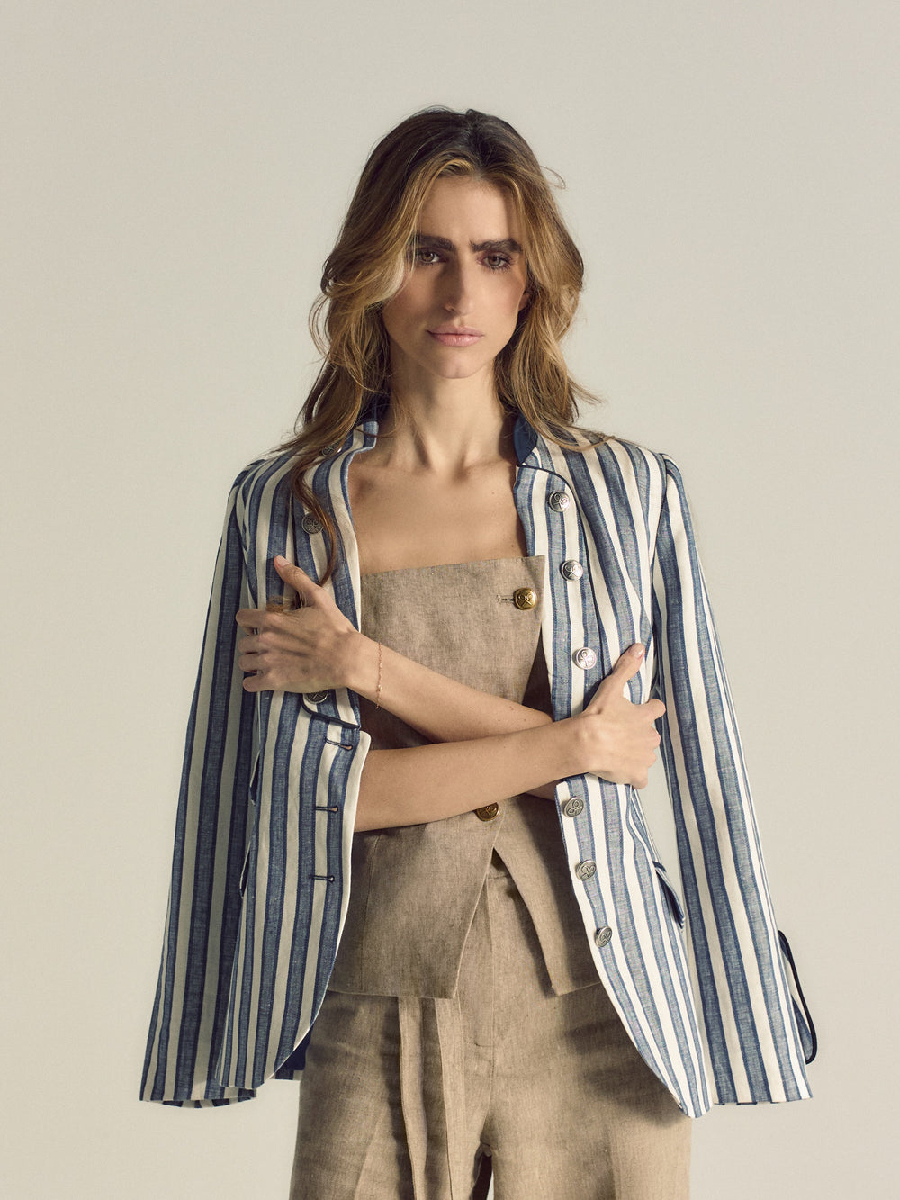 Navy blue striped blazer
