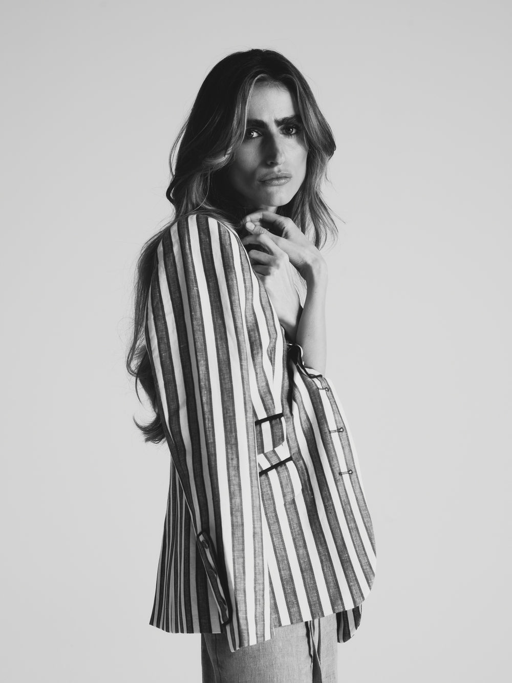 Navy blue striped blazer