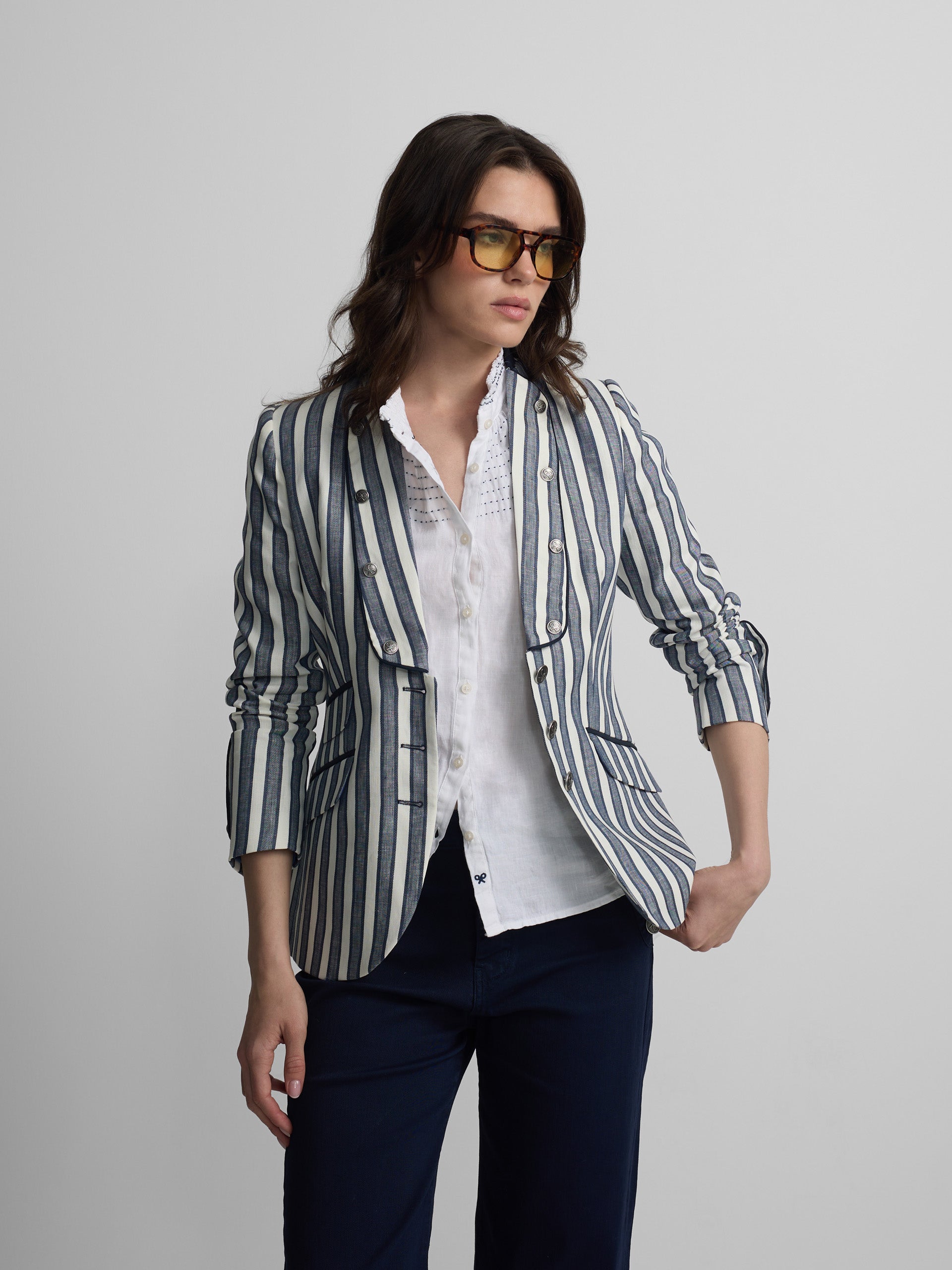 Navy blue striped blazer