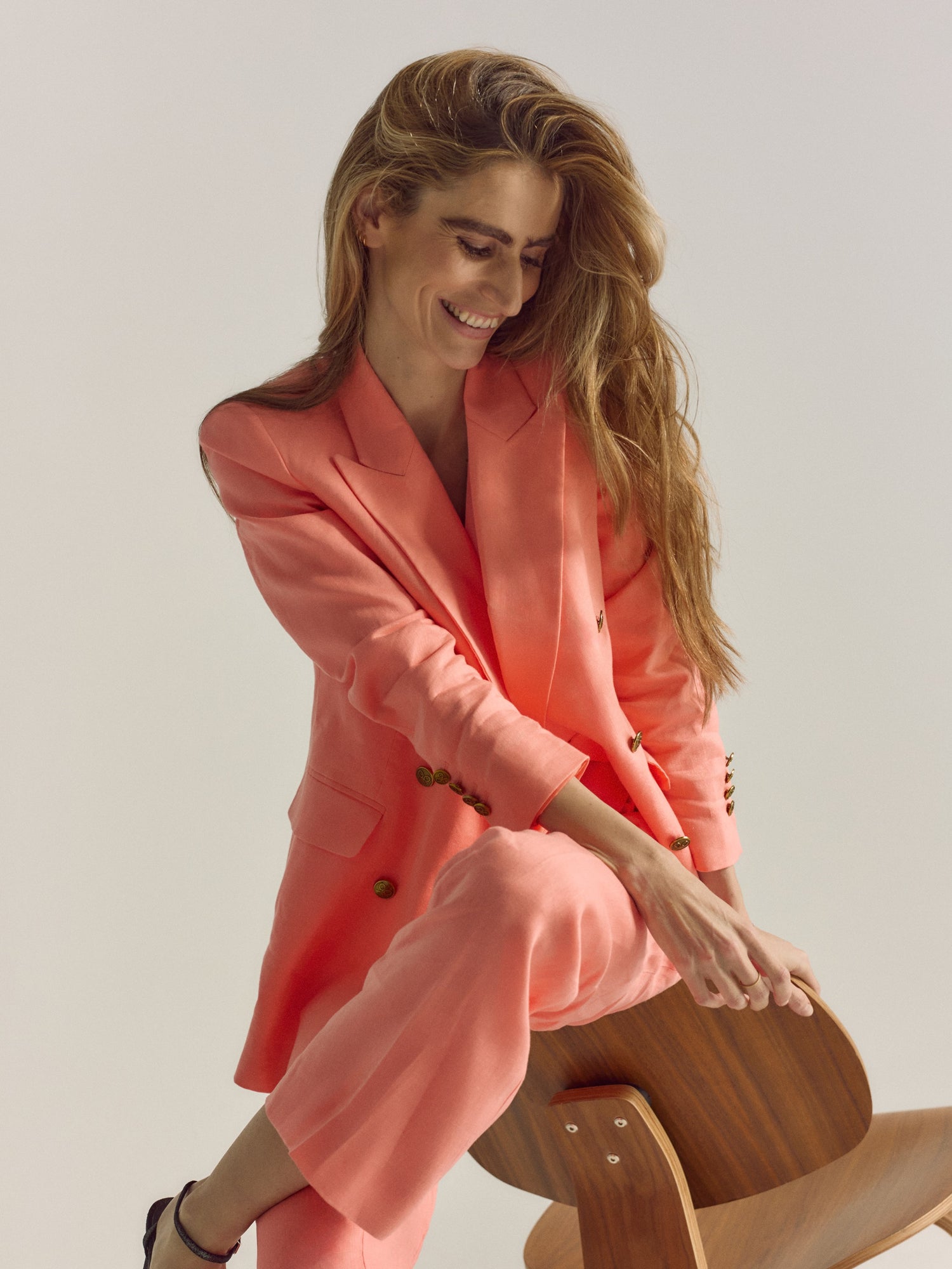 Blazer clássico cruzado coral