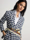 Navy Vichy double-breasted blazer