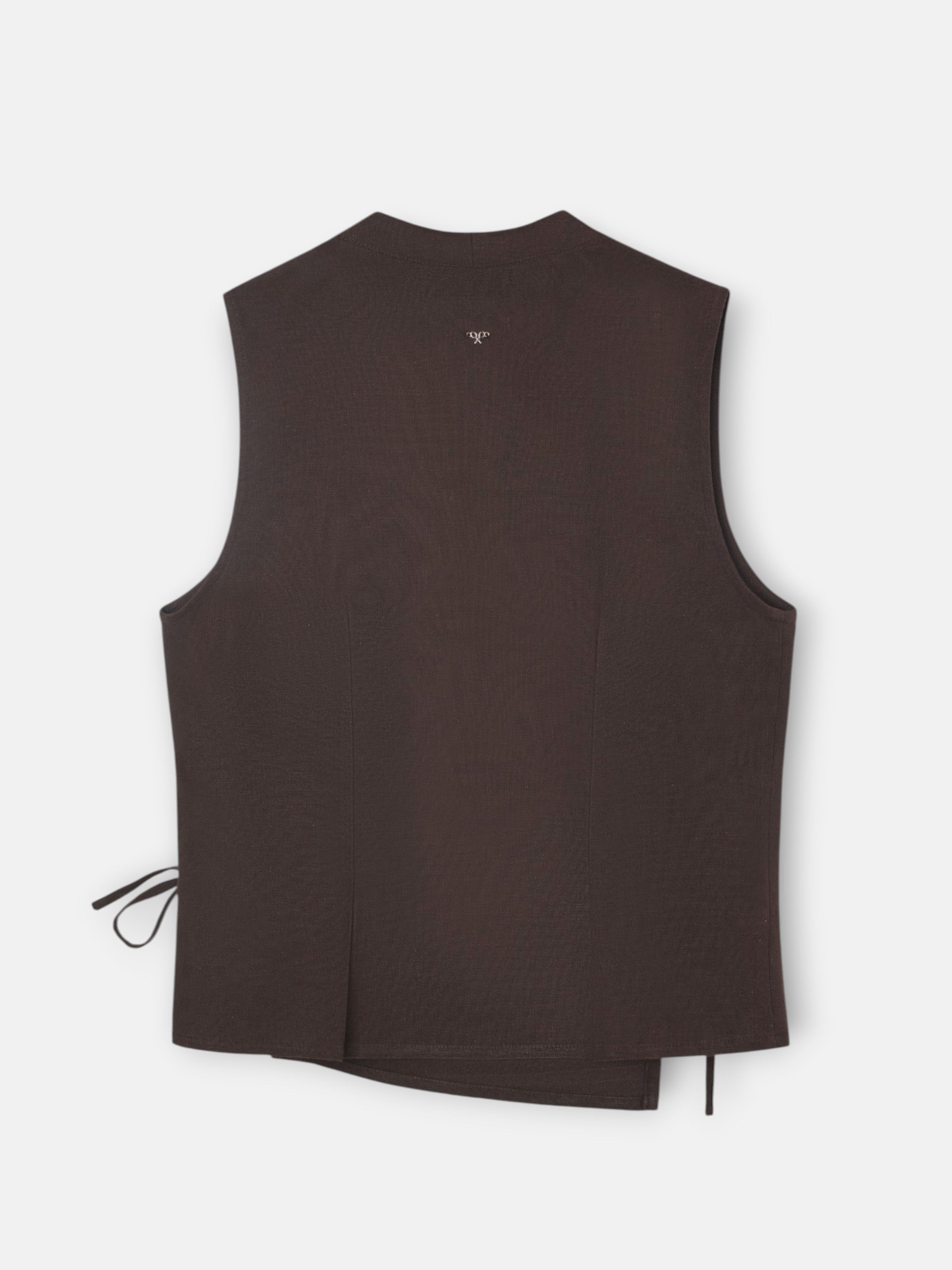 Chaleco cruzado lino marron