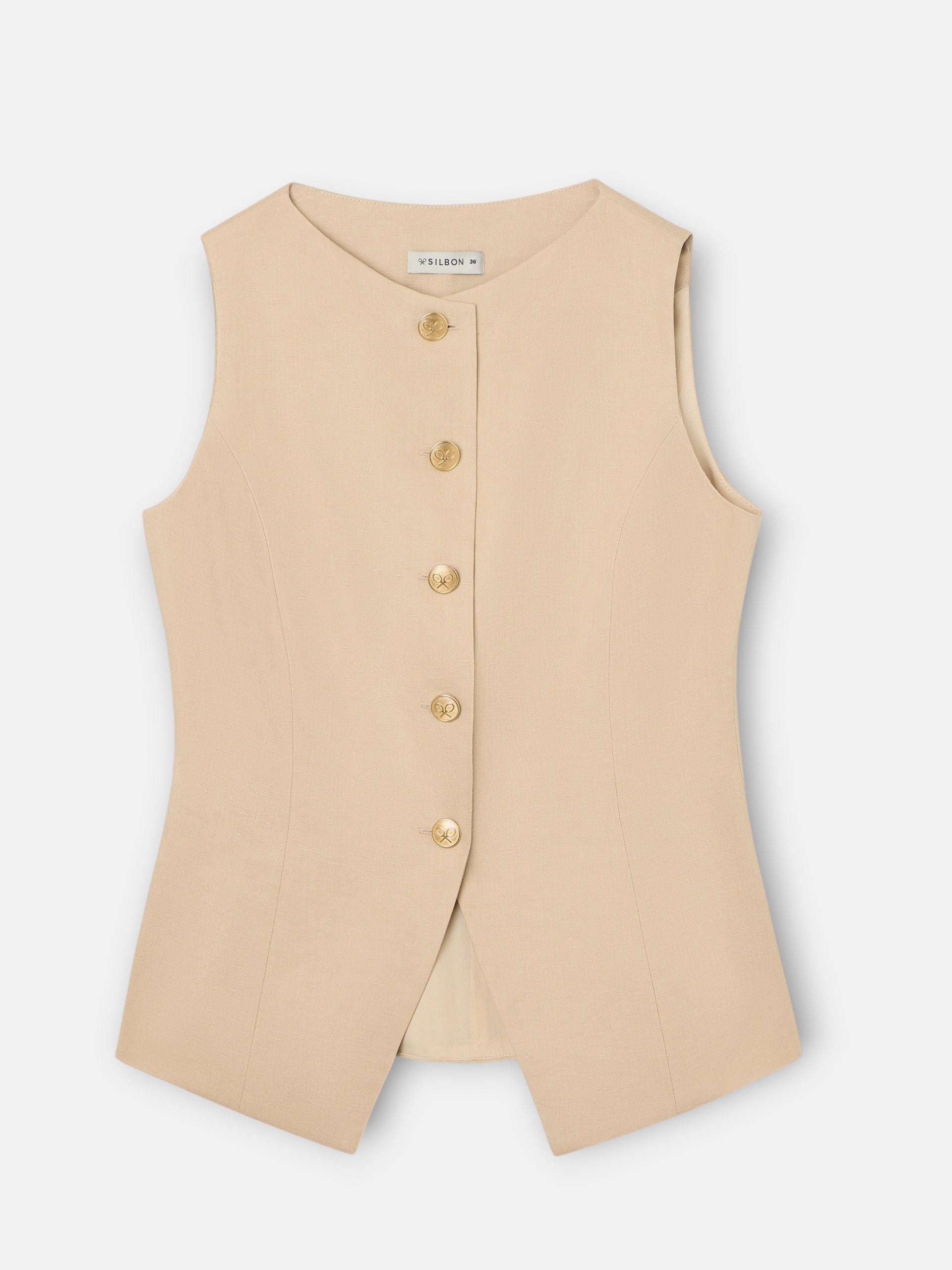 Chaleco botones lino beige