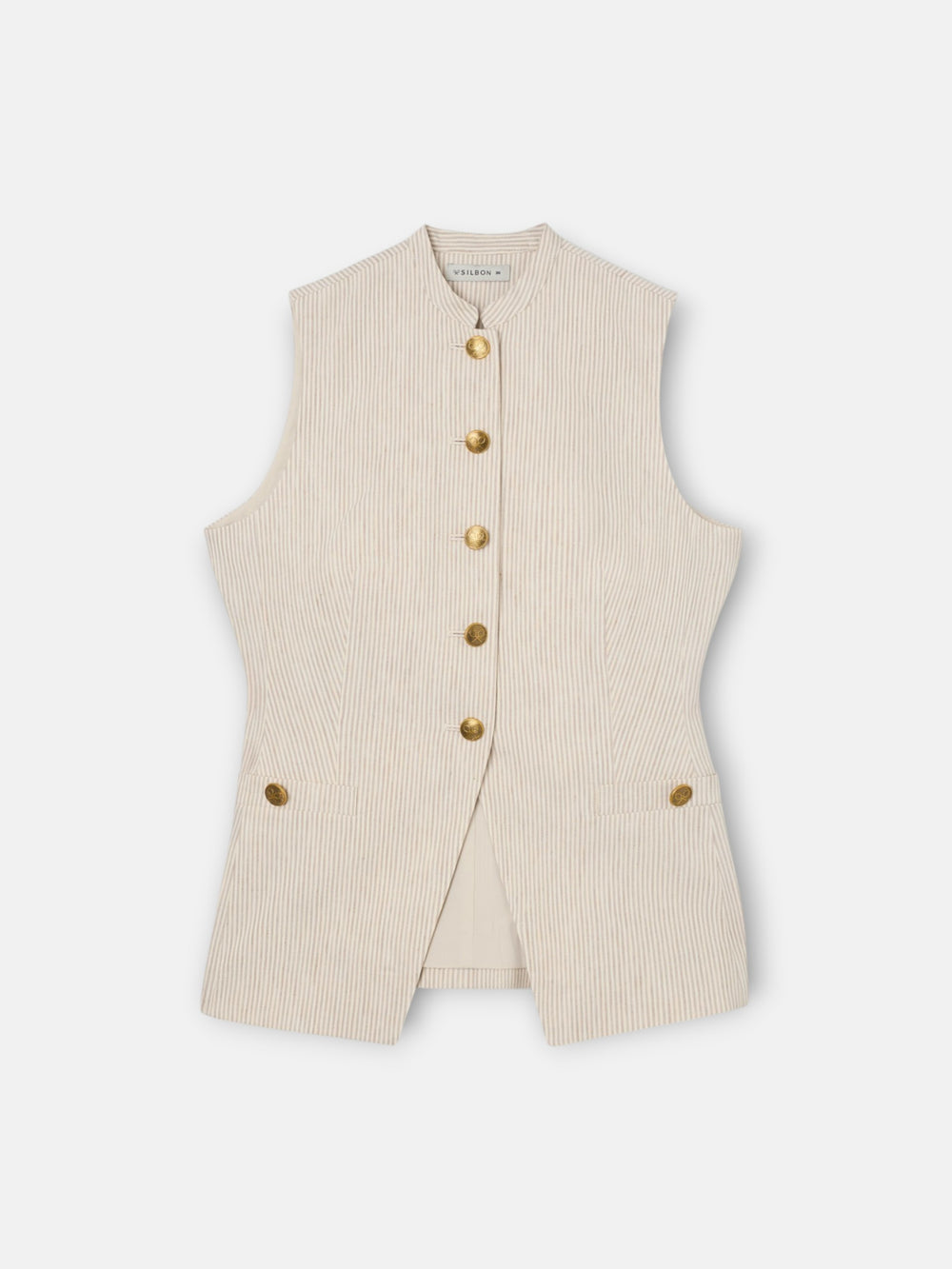 Chaleco botones rayas beige