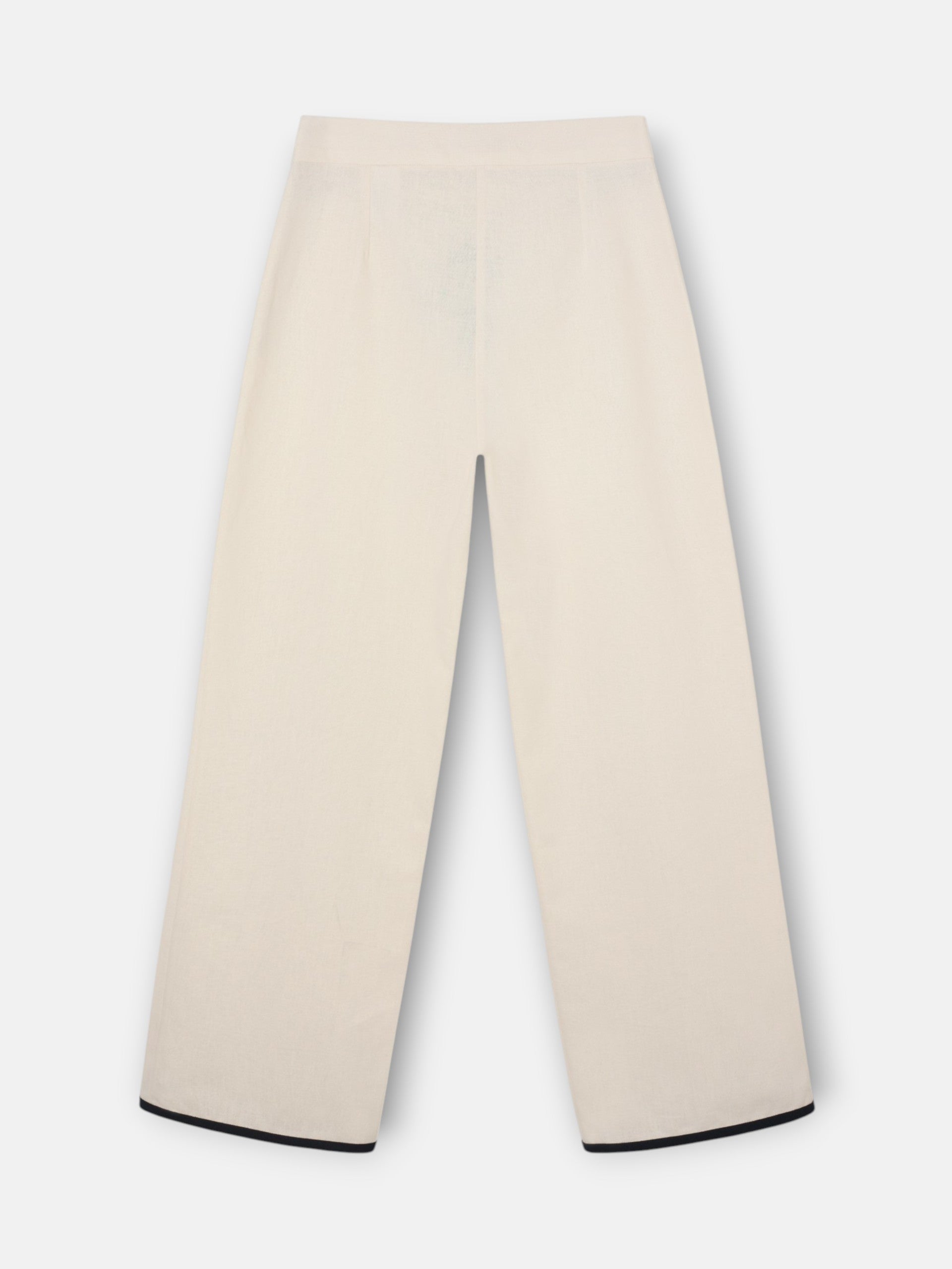 Pantalon recto lino crudo