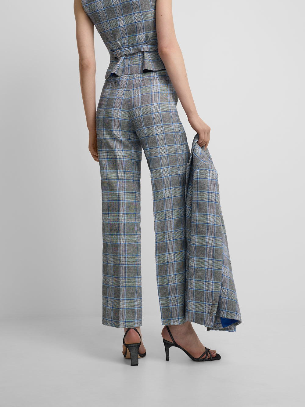 Pantalon recto cuadros marino