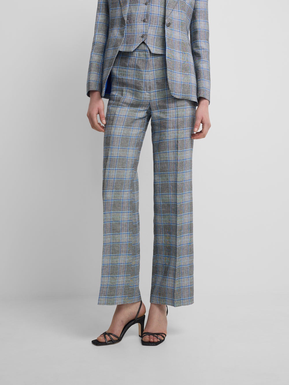 Pantalon recto cuadros marino