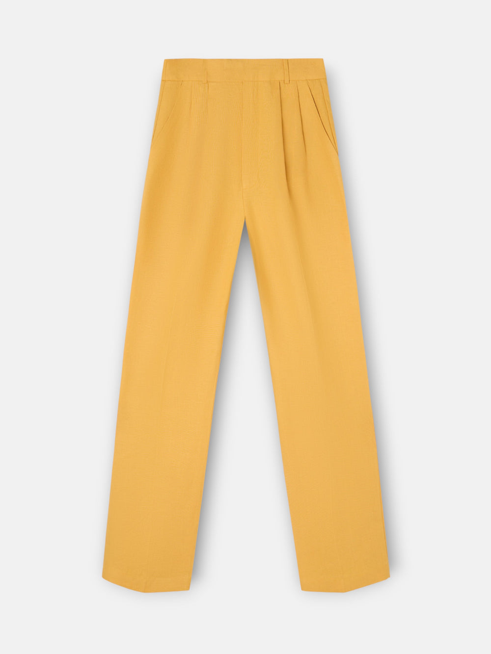 Pantalon recto lino amarillo