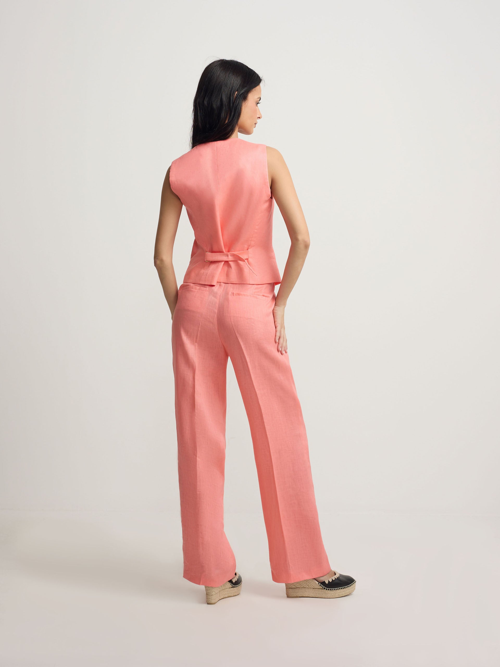 Straight coral trousers