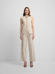 Straight beige striped trousers