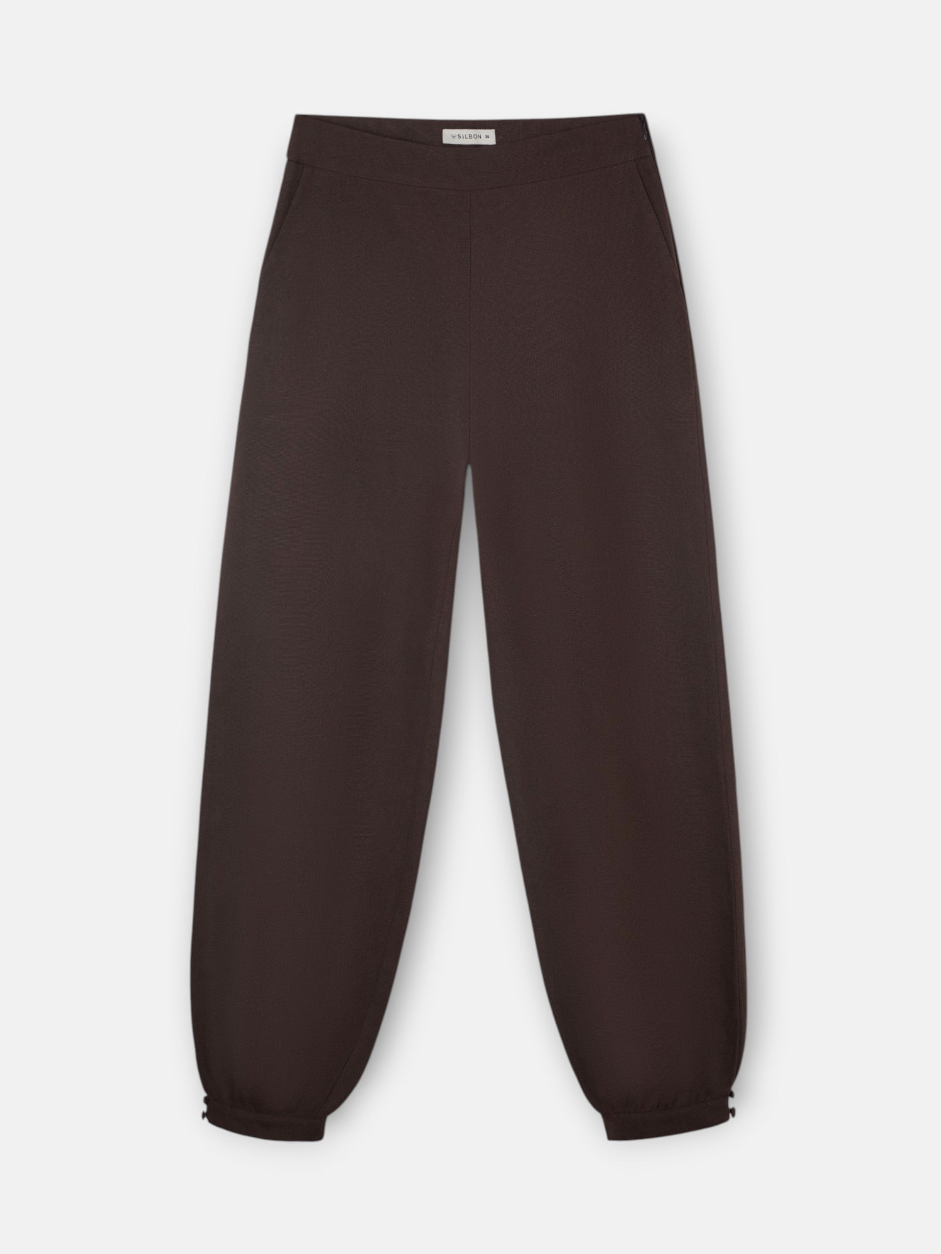 Pantalon bouffant en lin marron