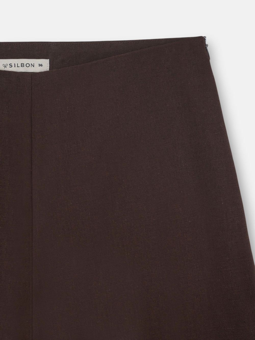 Pantalon droit en lin marron
