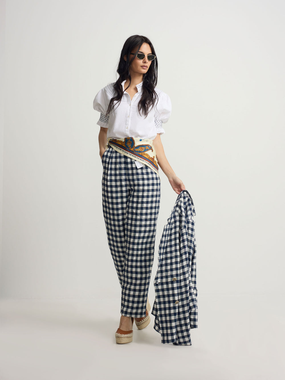 Pantalon trebilla vichy marino
