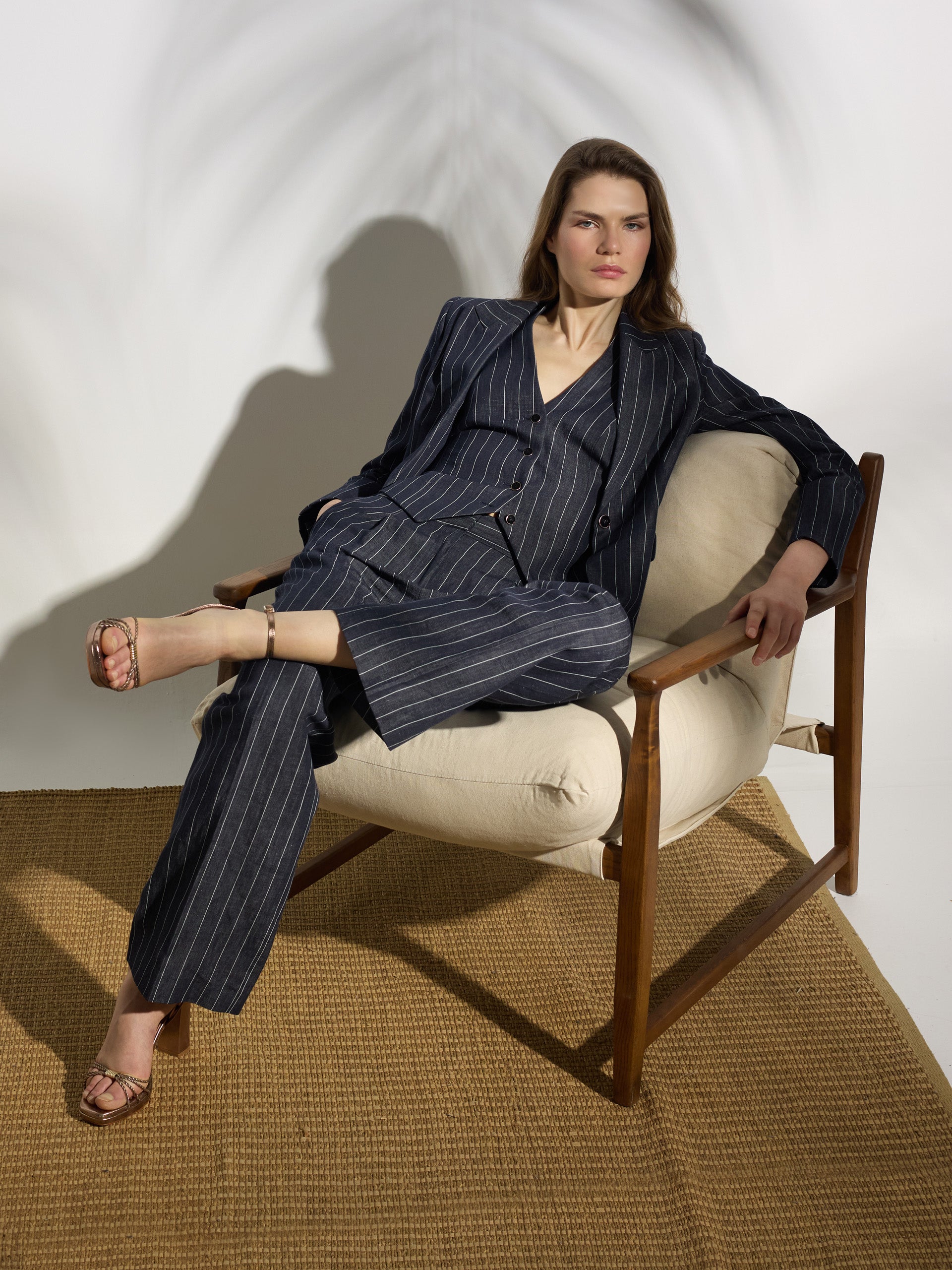 Unique grey pinstripe blazer