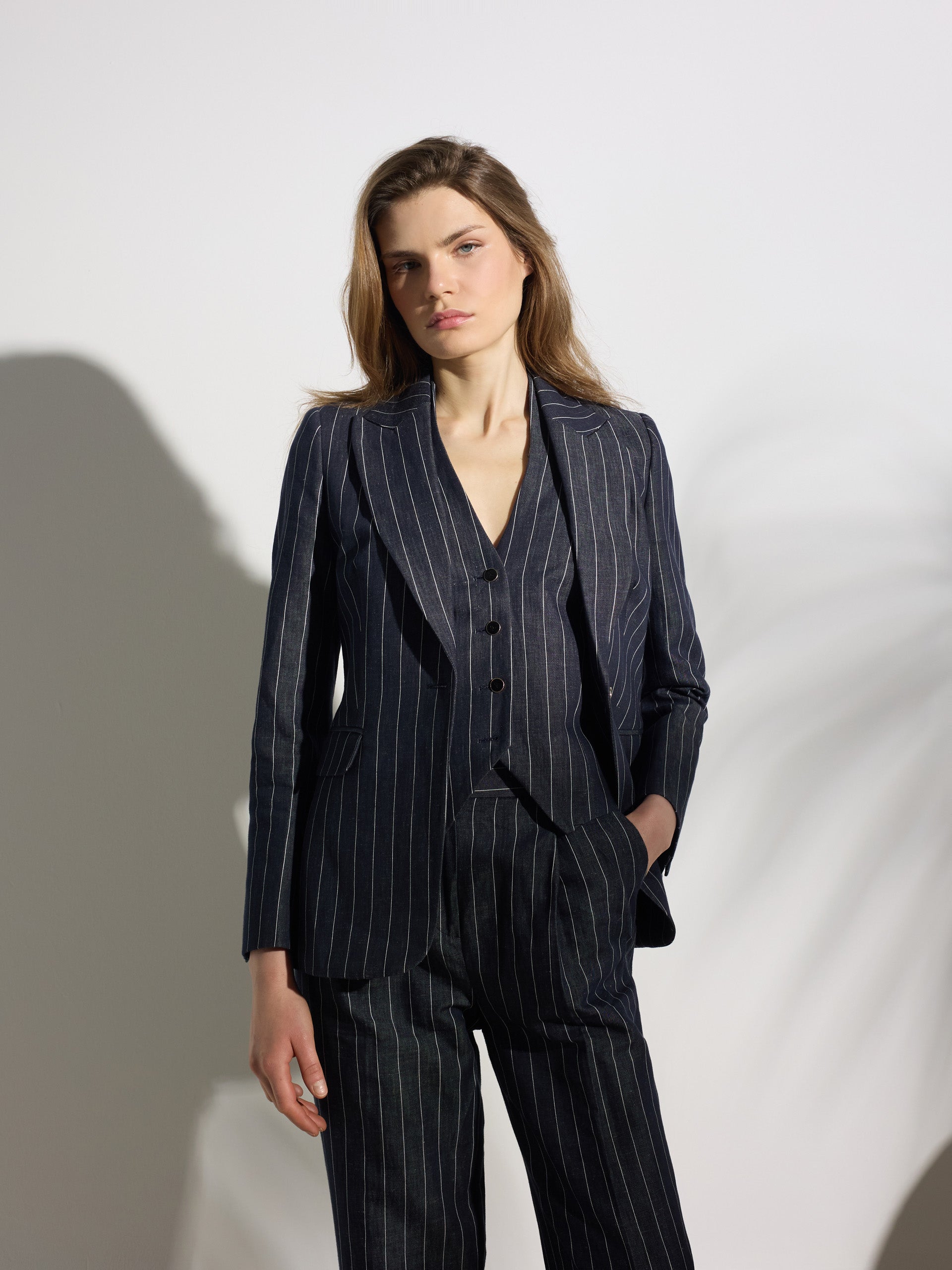 Unique grey pinstripe blazer