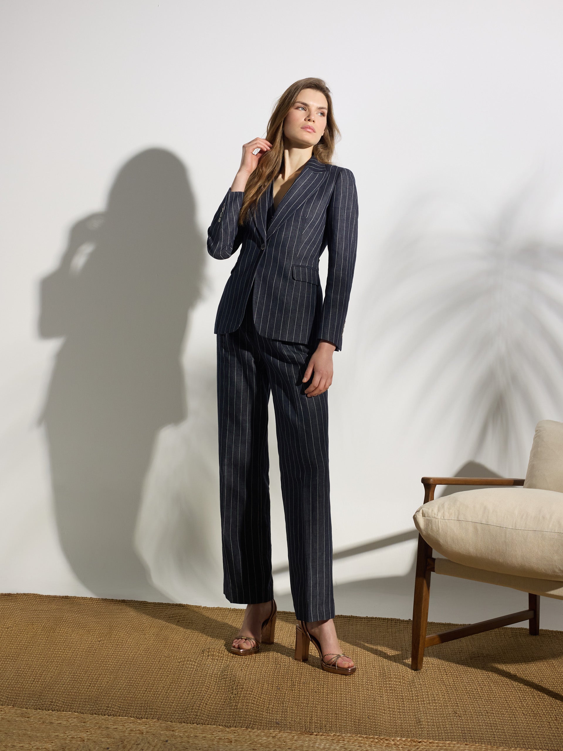 Unique grey pinstripe blazer