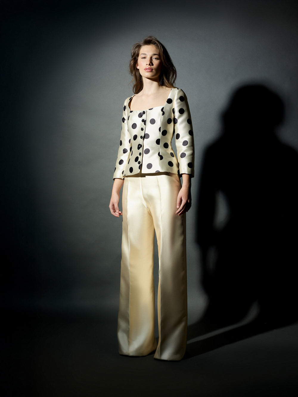 Veste CaprilexSilbon mikado à pois noirs