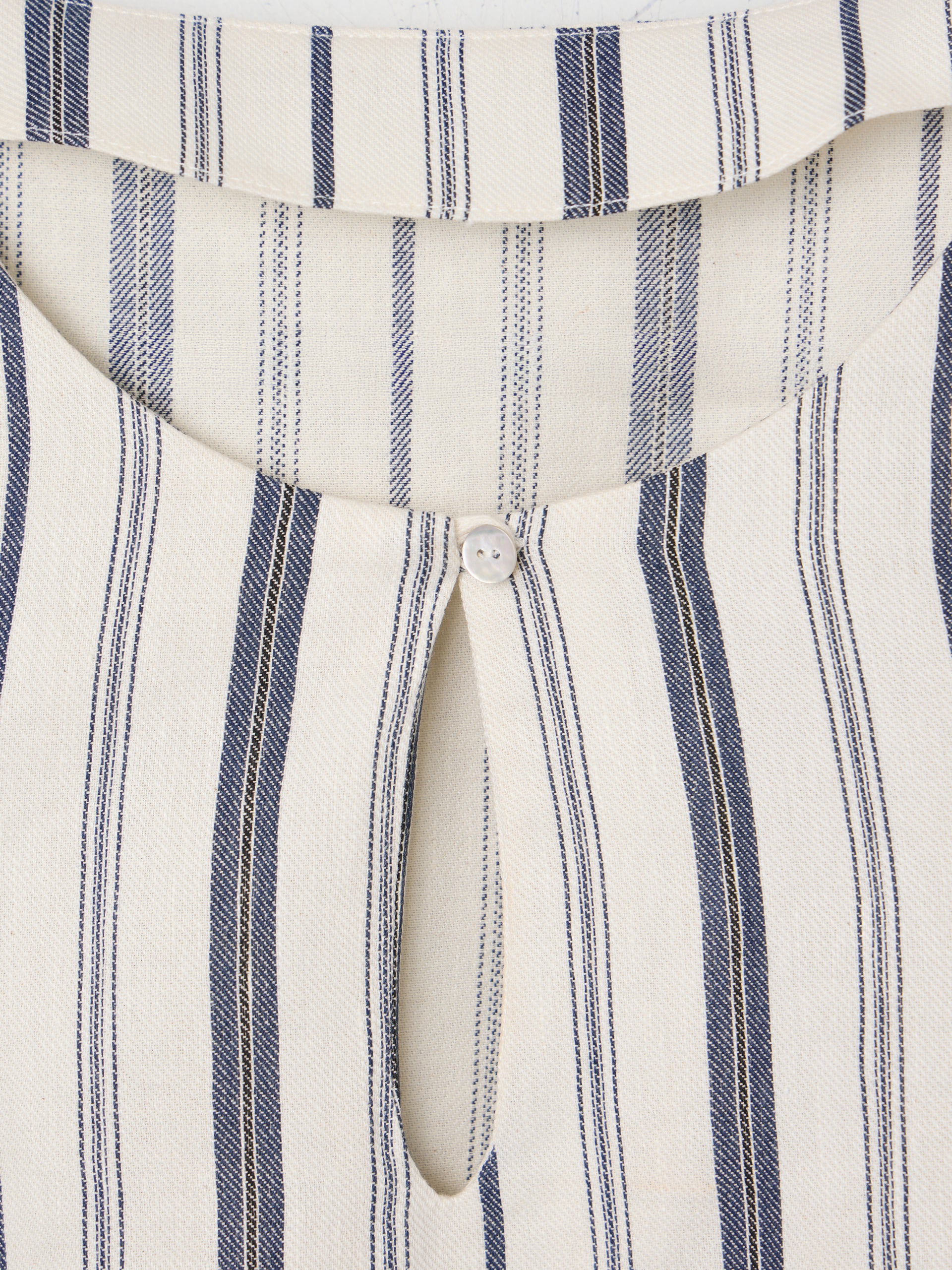 Top unique nudo rayas azul y beige