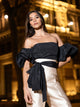 Top CaprilexSilbon tafeta negra