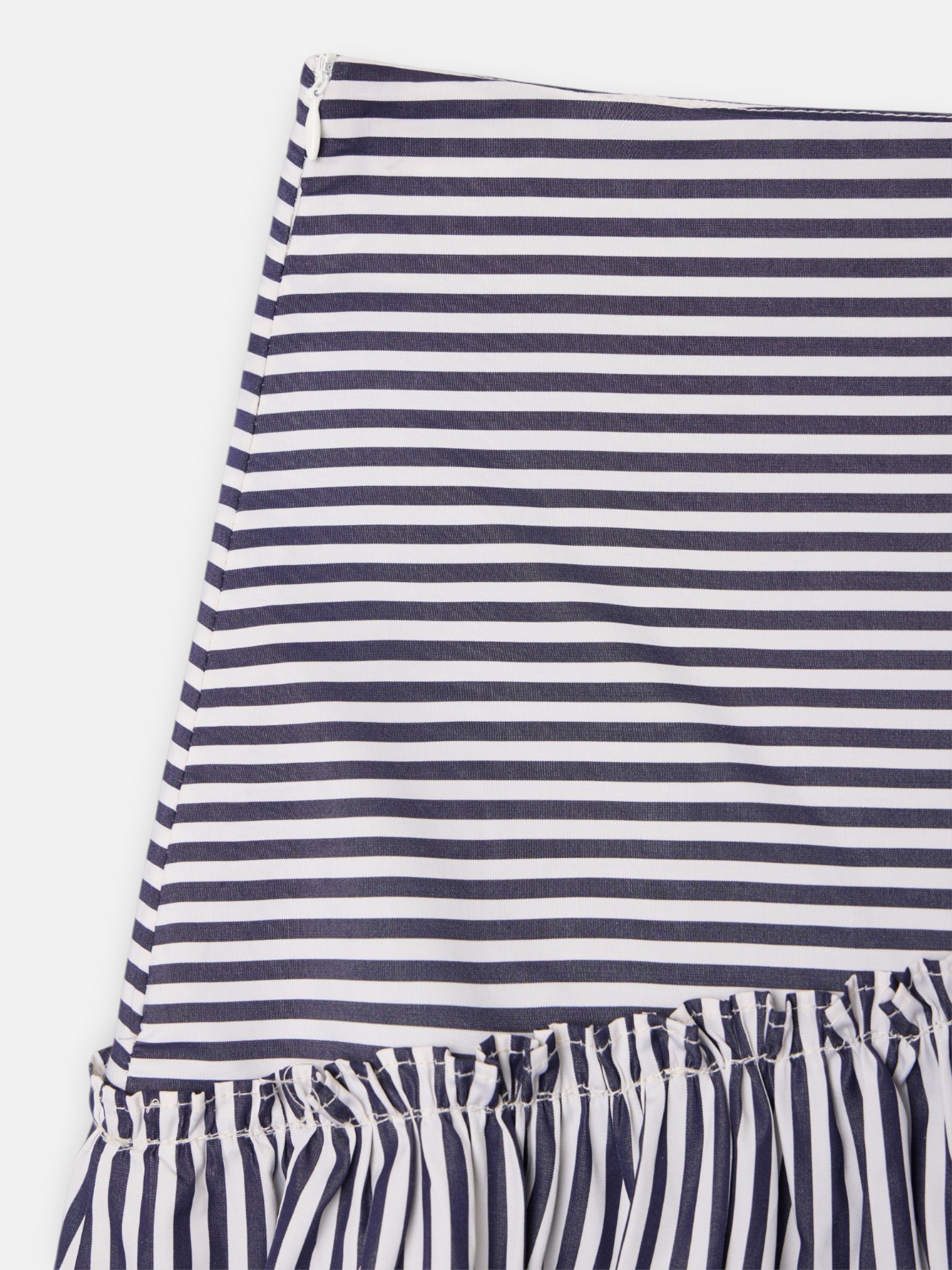 Unique navy blue striped midi skirt