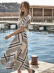 Jupe midi unique imprimé bleu